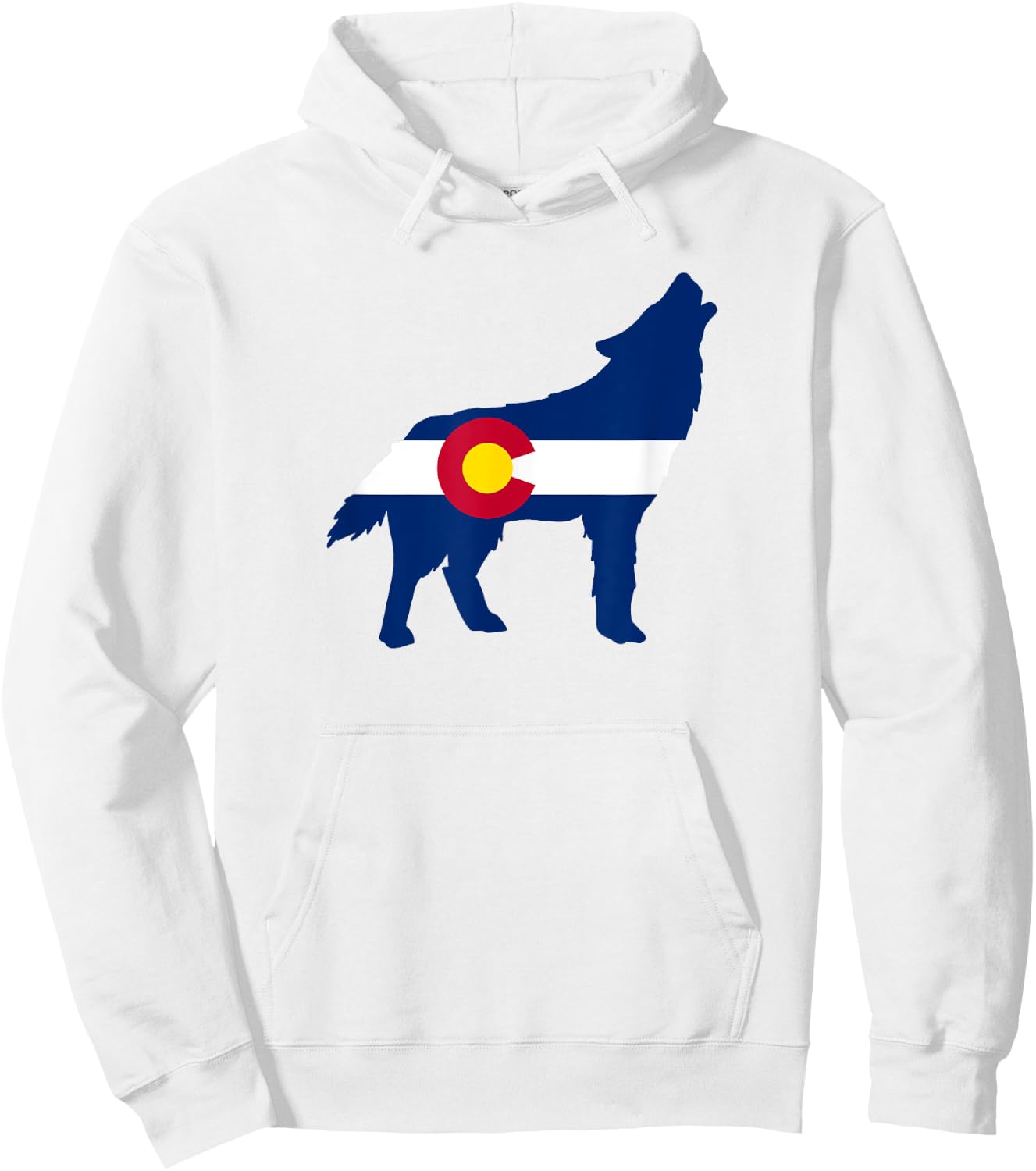 Colorado Flag Wolf Howling Hoodie - Hoodie | White