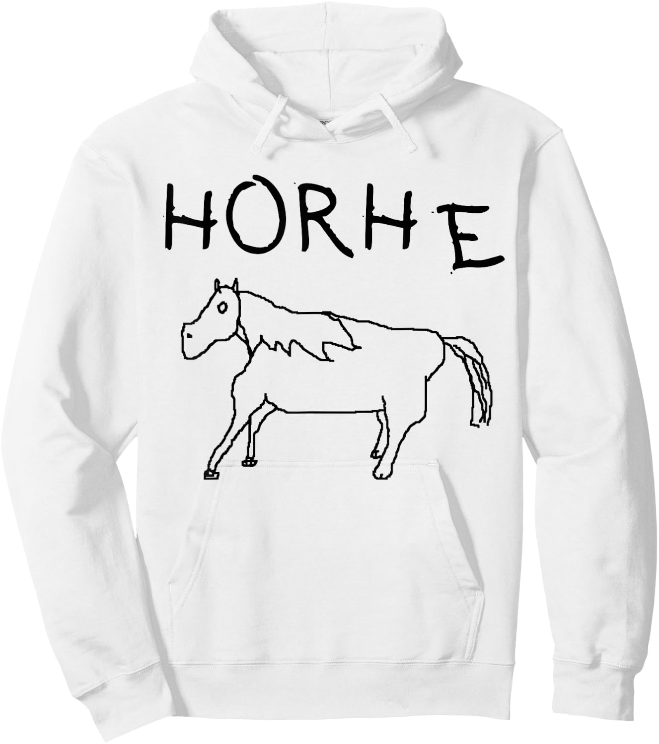 Horhe Terrible Cringe Horse Graphic Weird Absurd Joke Gen Z Hoodie - Hoodie | White
