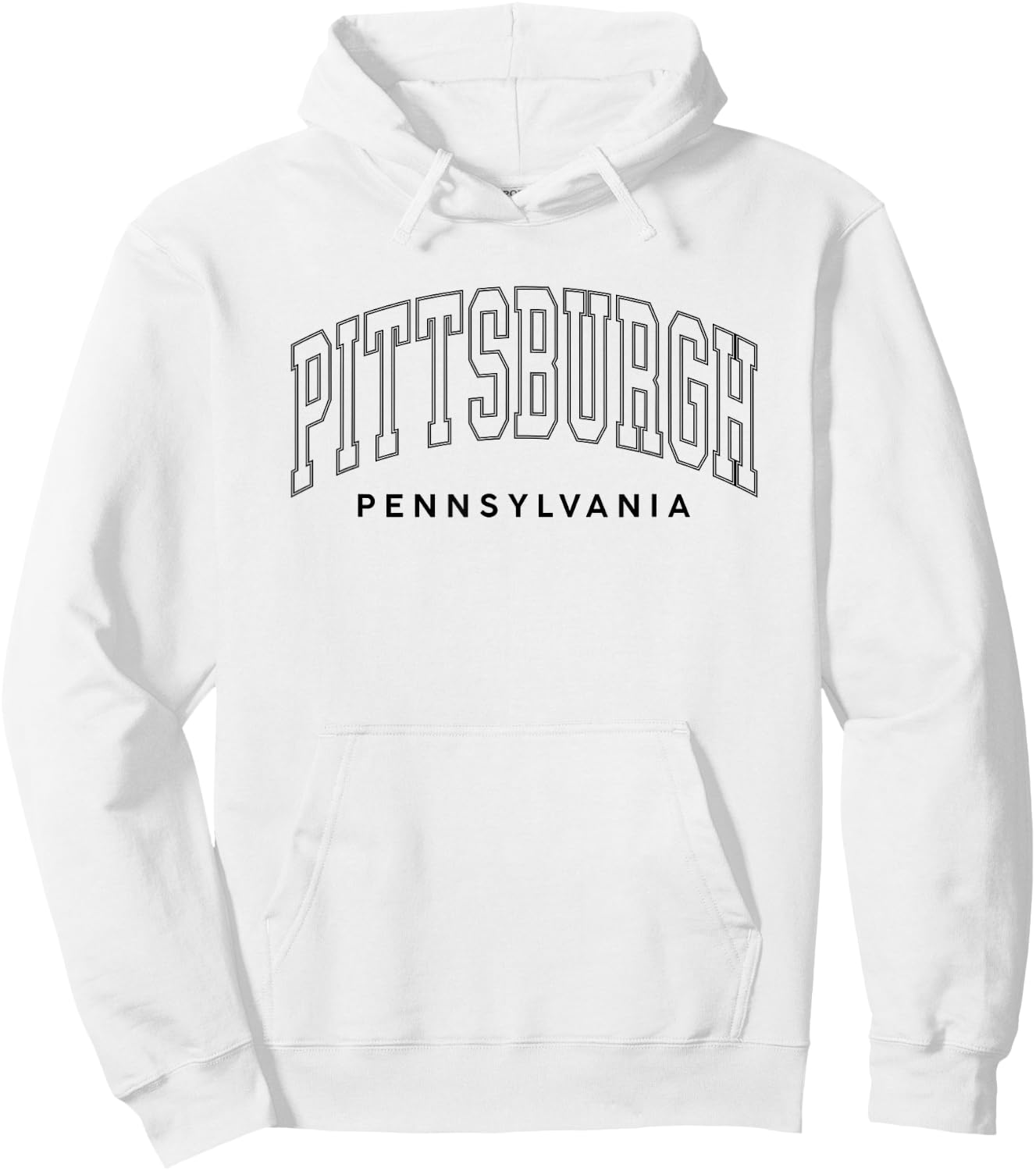 Pittsburgh Letter Text Retro Preppy Throwback Hoodie - Hoodie | White