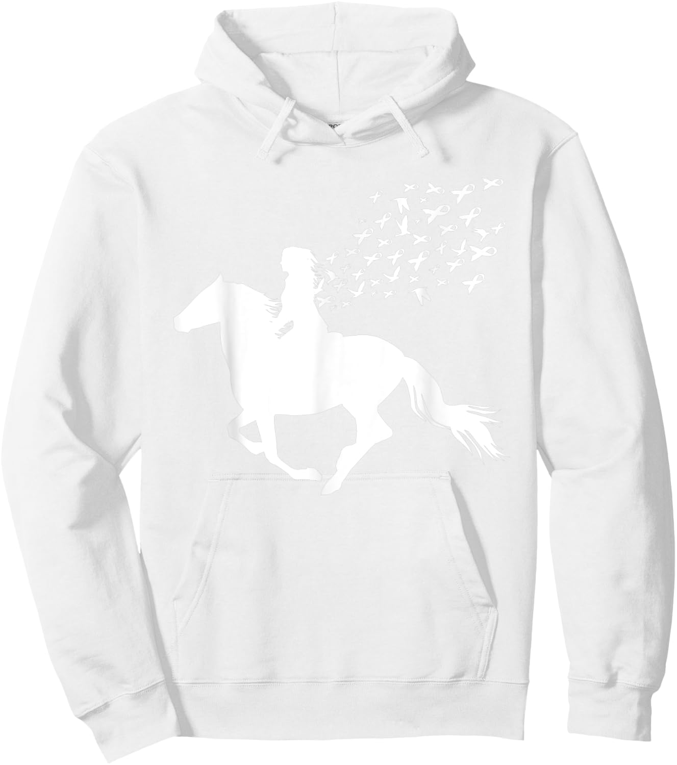 Horse Riding Breast Cancer Awareness Pink Ribbon Warrior Hoodie - Hoodie | White