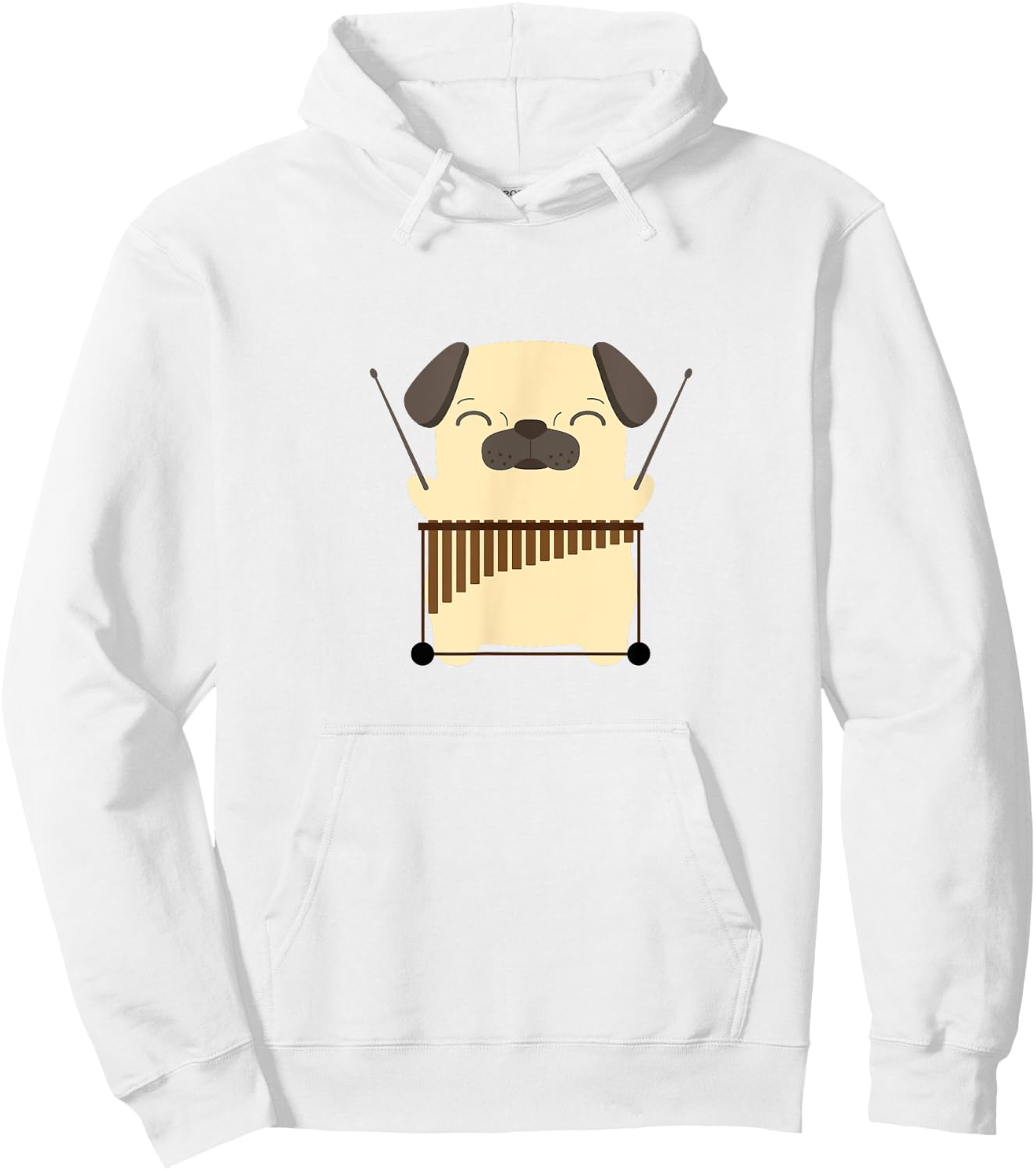 Pug with Vibraphone Vibraphonist Gift Hoodie - Hoodie | White