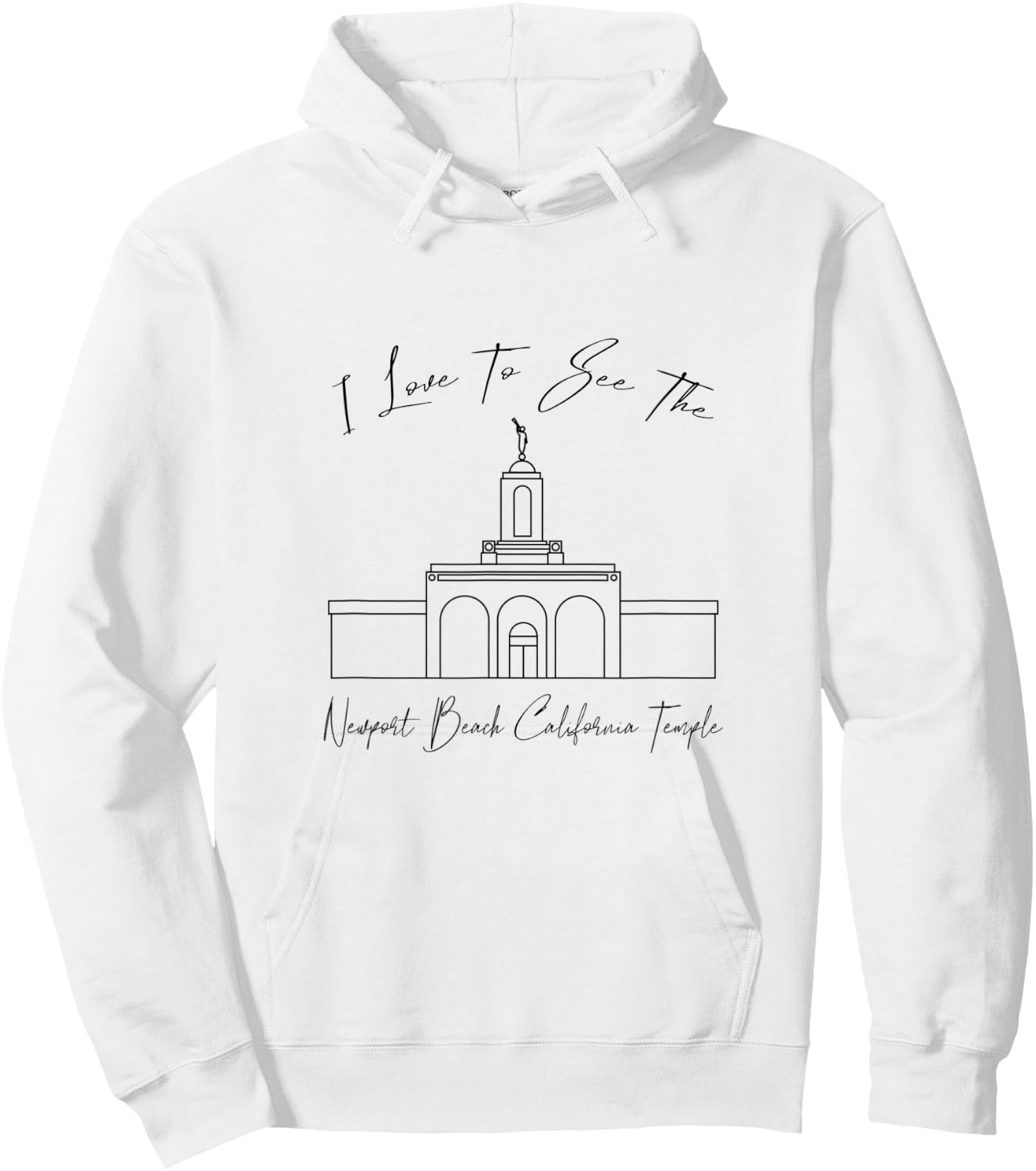 Newport Beach CA Temple, I love to see my temple, calligraph Women Kids Hoodie - Hoodie | White