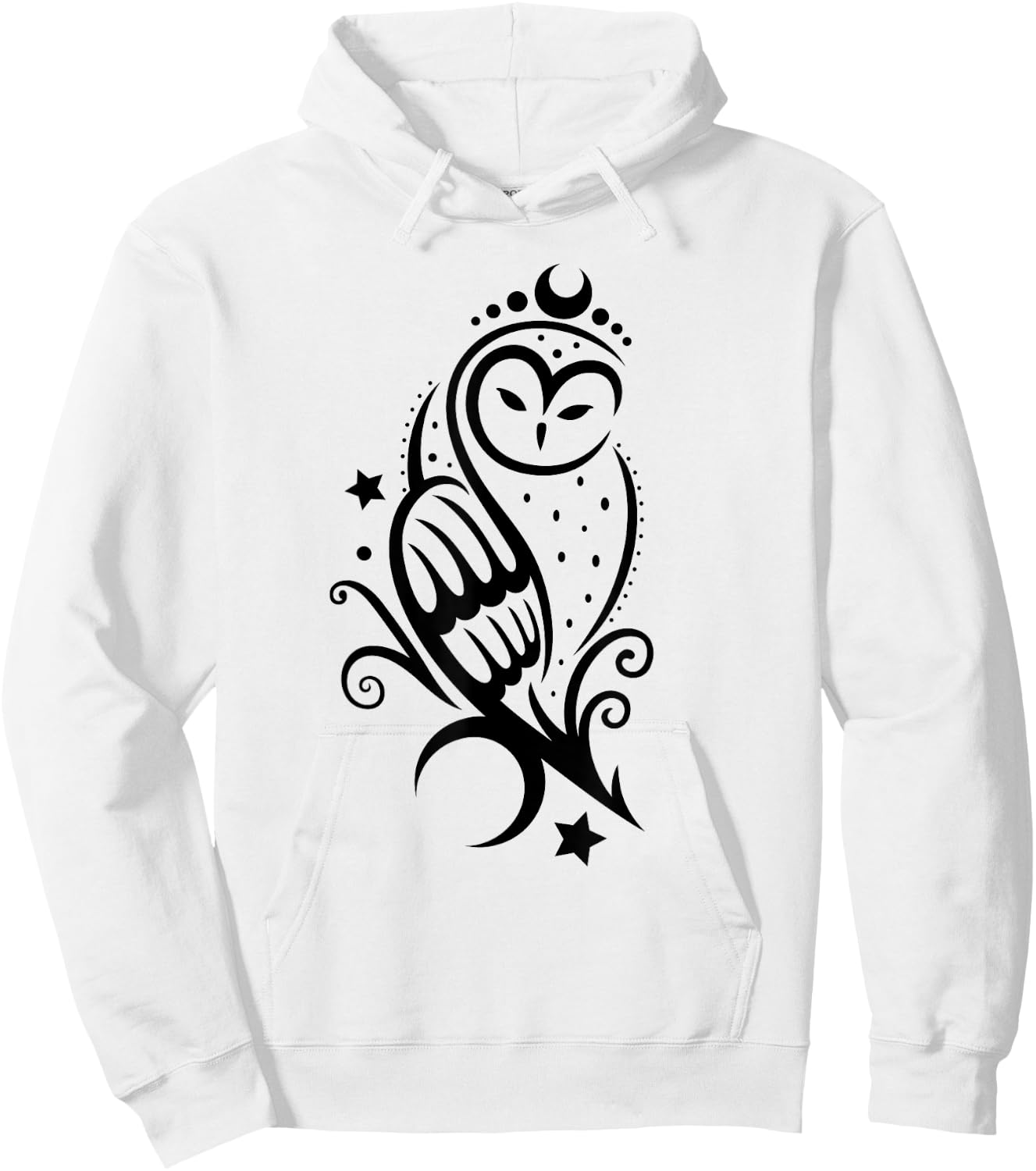 Tattoo Owl with Stars and Moon - Snow Owl Barn Owl Hoodie - Hoodie | White