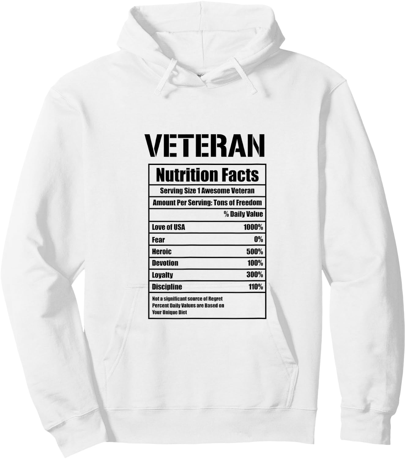 Veteran Nutritional Facts Veterans Day Hoodie - Hoodie | White