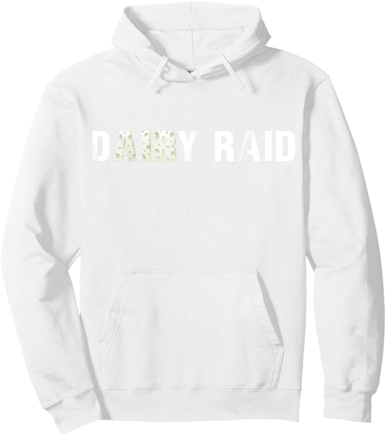 Dairy Raid Wisconsin Football White Cheese Text Hoodie - Hoodie | White