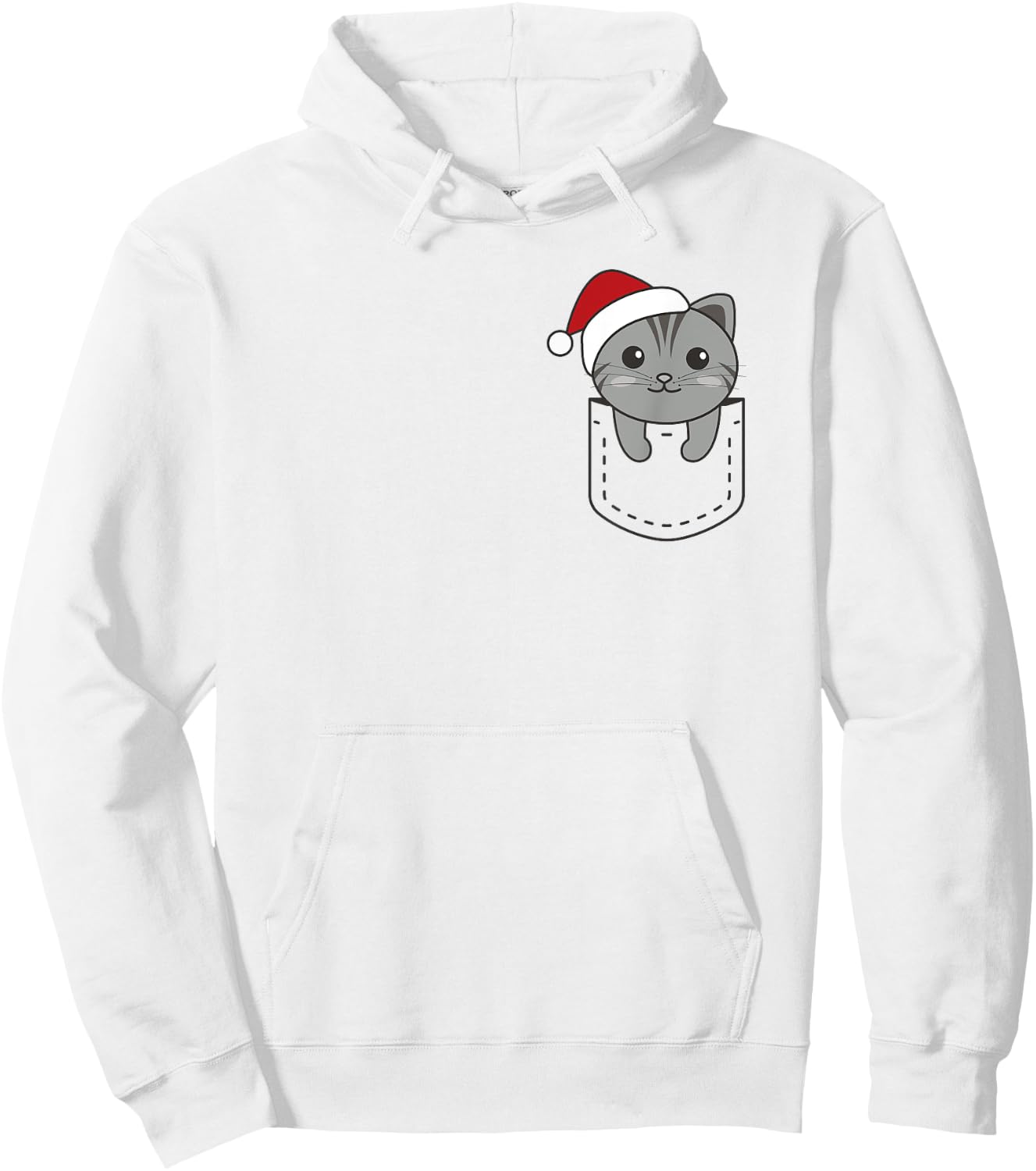 Cat In Pocket Christmas In Breast Pocket Cute Cat Women Kids Hoodie - Hoodie | White