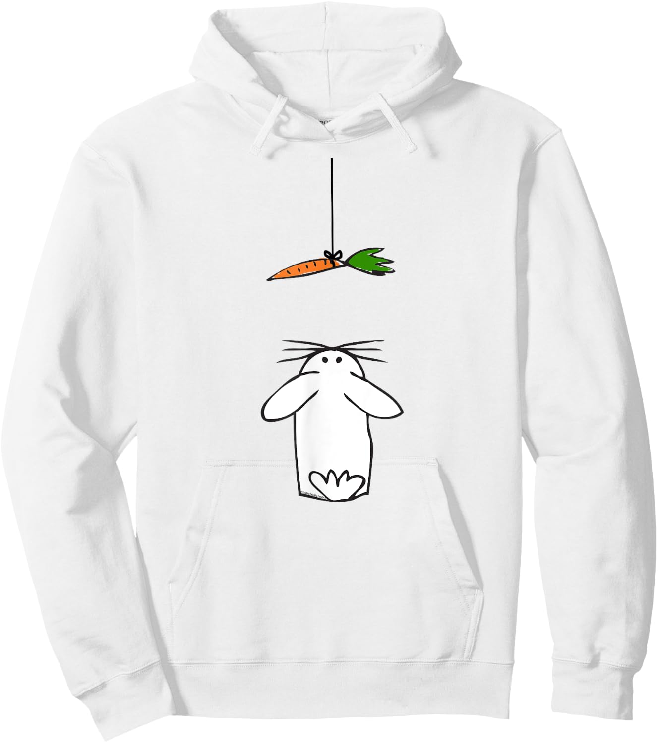 Cute and Funny Rabbit Looking Up at Carrot Kids Easter Hoodie - Hoodie | White