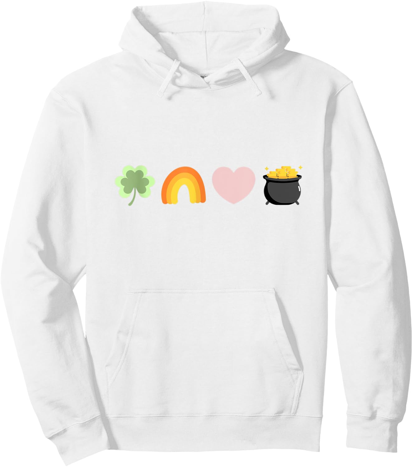 Lucky Charm shamrock pot of gold cartoon St. Patrick's Day Hoodie - Hoodie | White