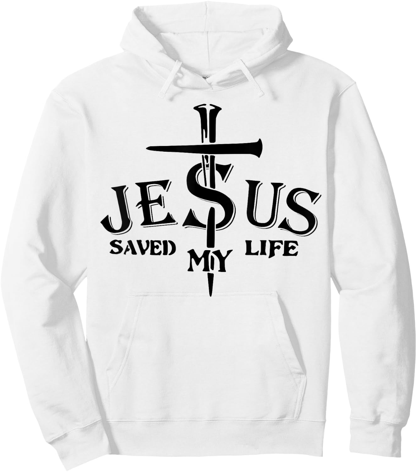Jesus Saved My Life Cross Hoodie - Hoodie | White