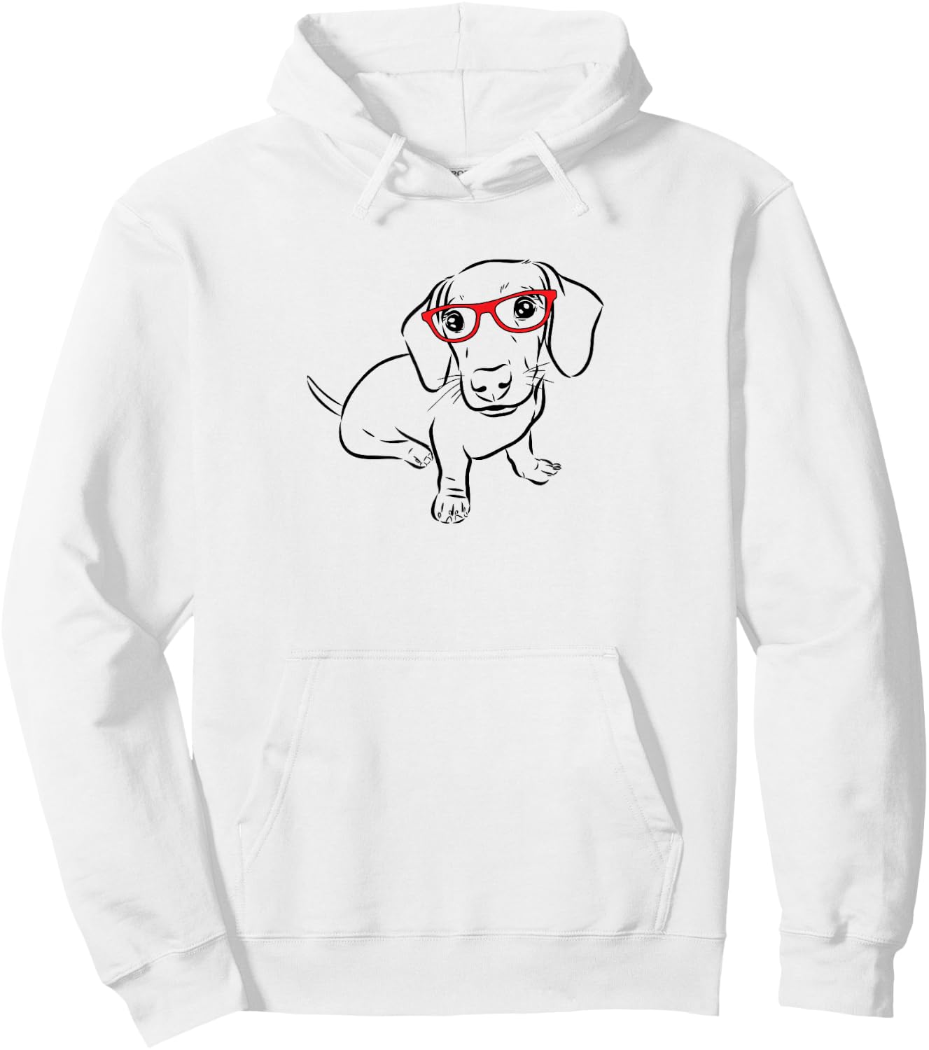 Funny Illustration Red Glasses Hipster Nerd Dachshund Lover Hoodie - Hoodie | White
