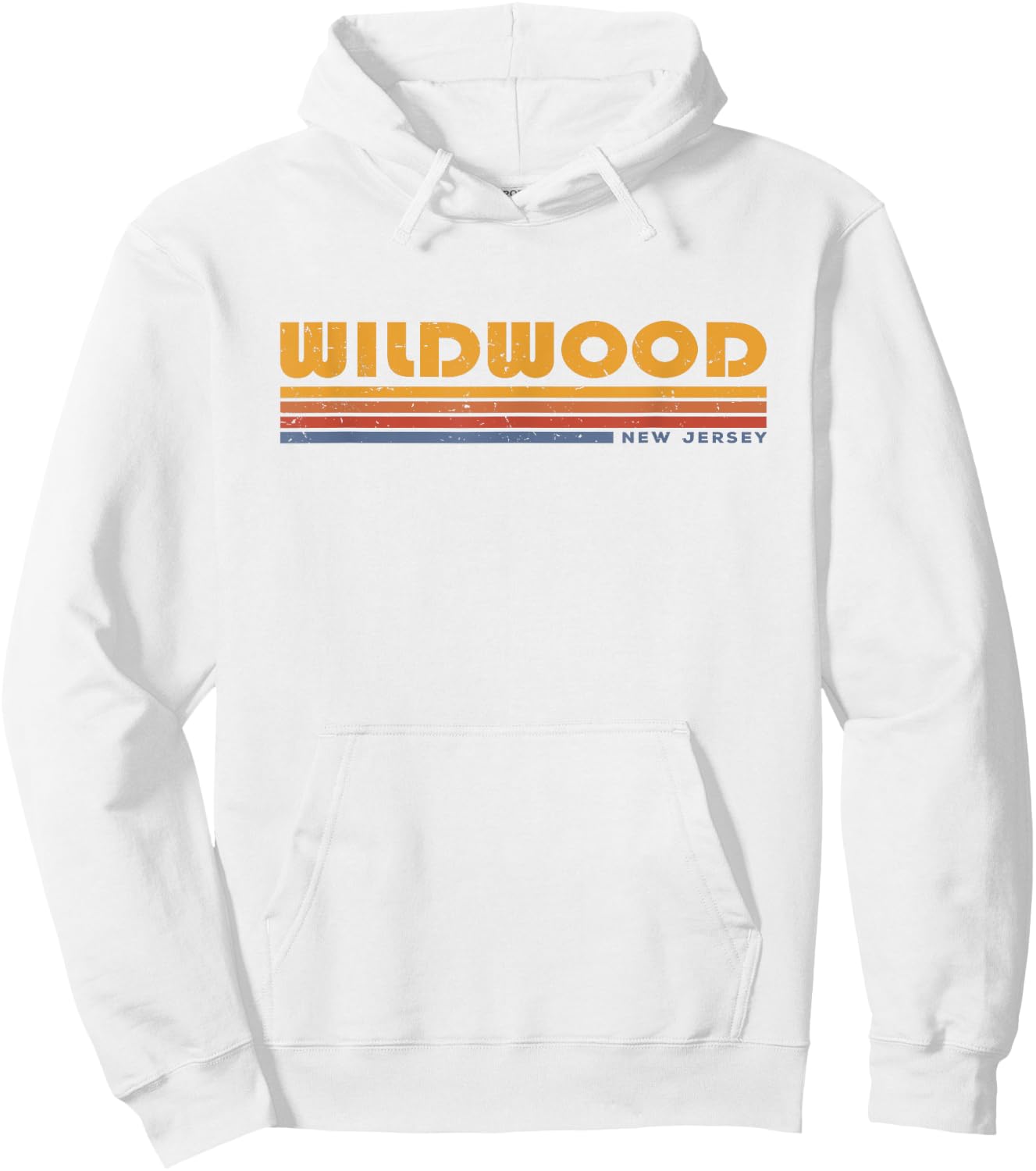 Vintage Wildwood NJ New Jersey Retro Throwback Hoodie - Hoodie | White