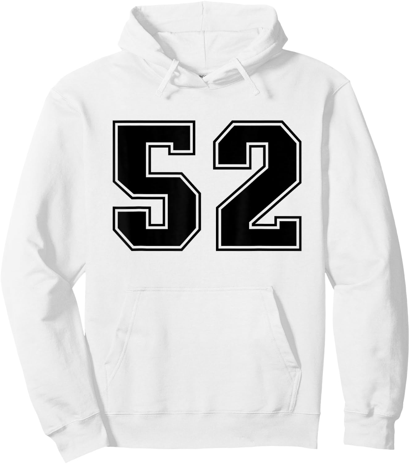 Number #52 Black Sports Fan Jersey Number Hoodie - Hoodie | White
