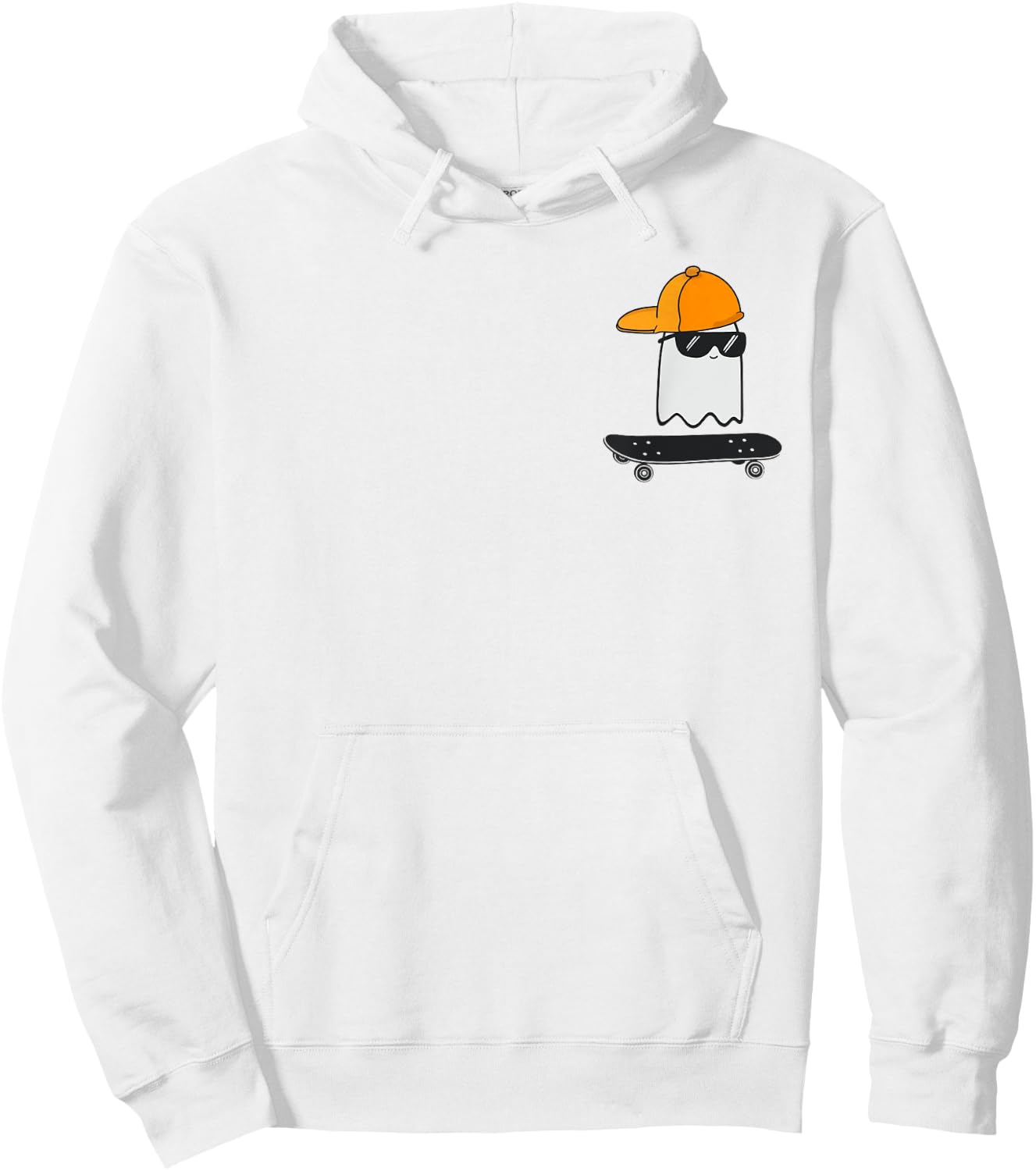 Ghost Skateboarding Lazy Halloween Costume Funny Skateboard Hoodie - Hoodie | White