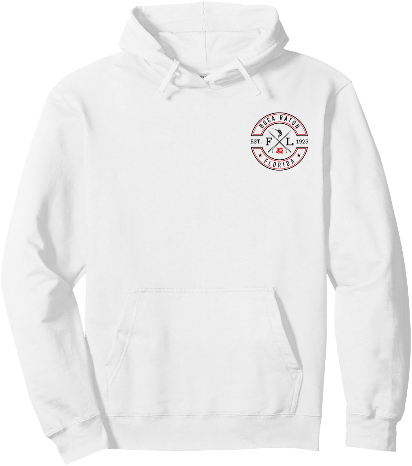 Boca Raton Florida FL Retro Surfer Beach Front & Back Hoodie - Hoodie | White