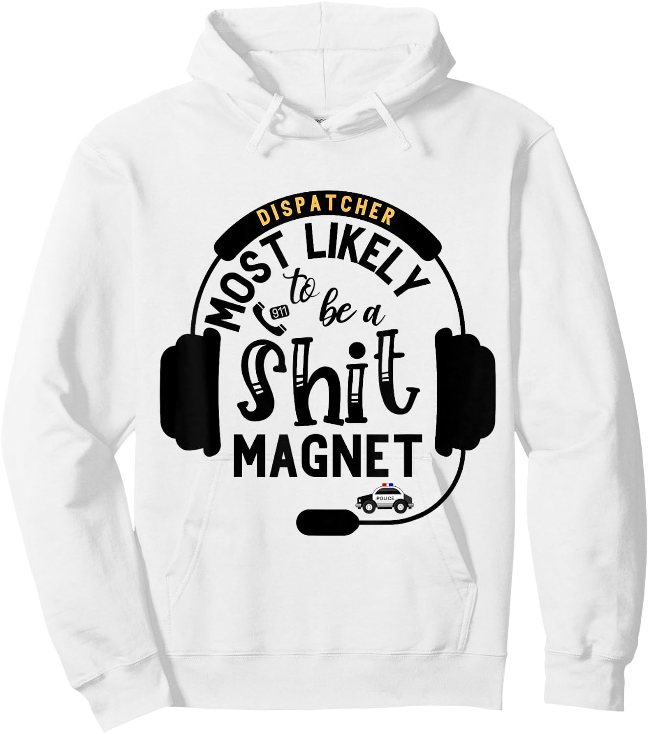 Funny 911 Dispatcher Gifts Police Dispatch Thin Gold Line Hoodie - Hoodie | White