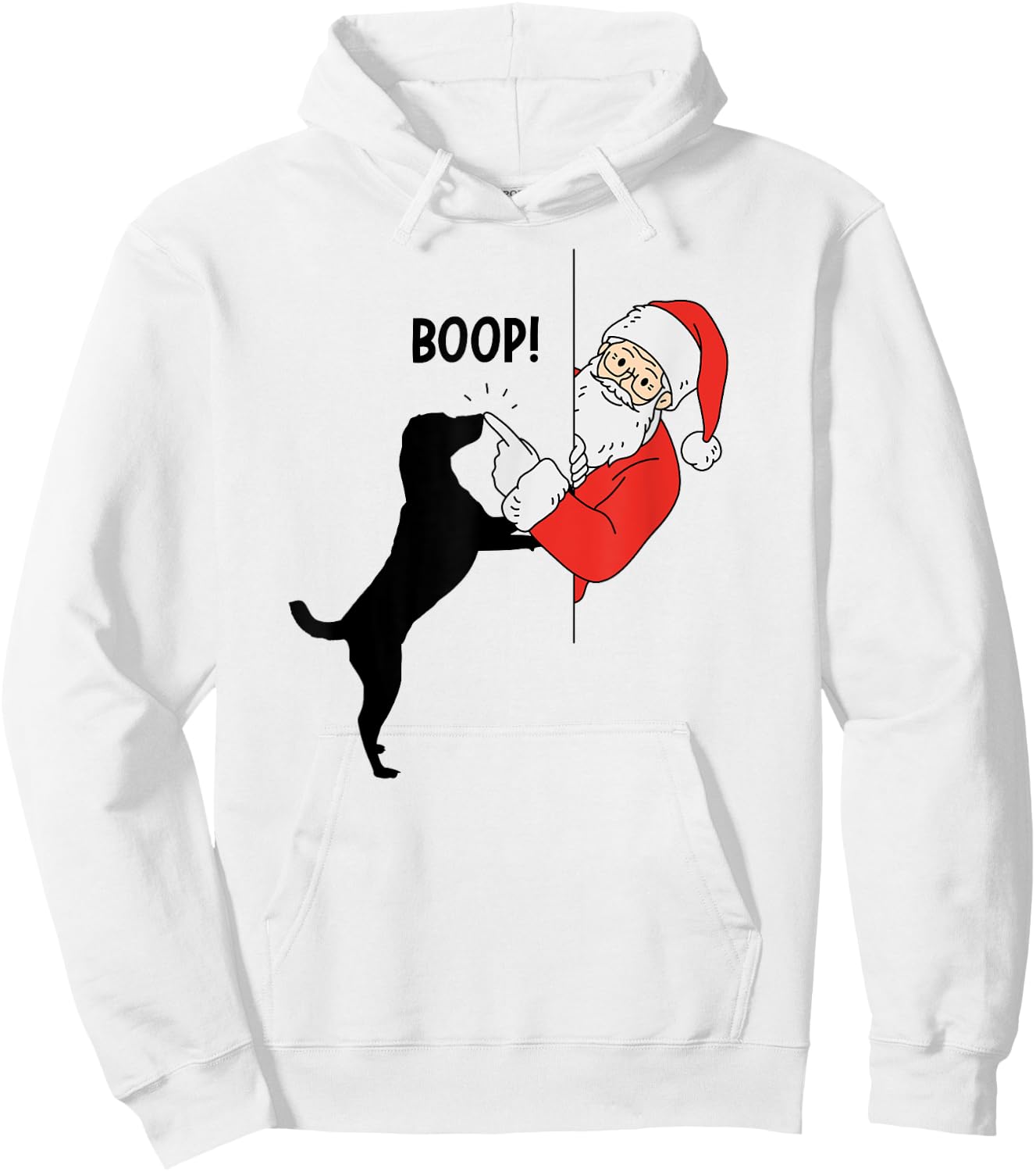 Funny Christmas Santa Booping Dog's Nose Santa Dog Boop Gift Women Kids Hoodie - Hoodie | White