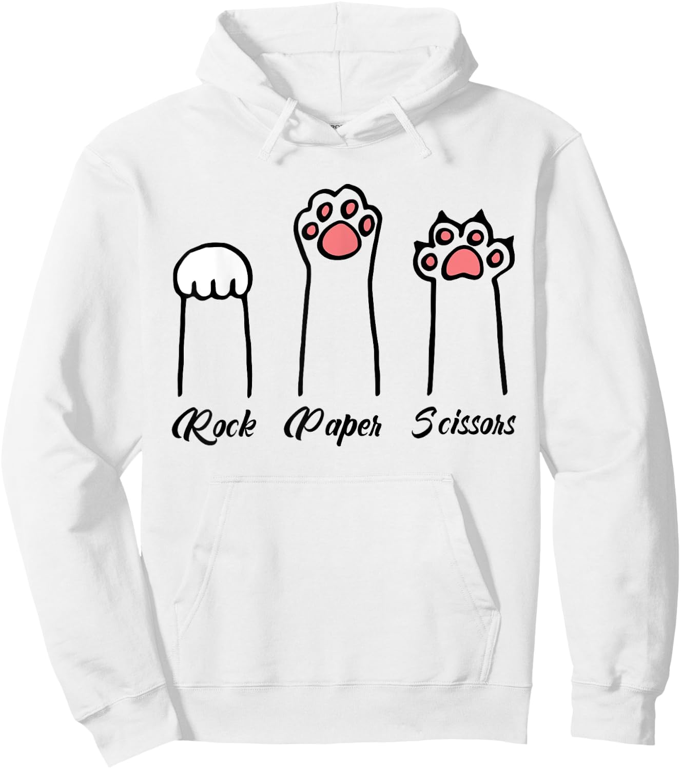 Rock Paper Scissors Cat Paws Women Hoodie - Hoodie | White