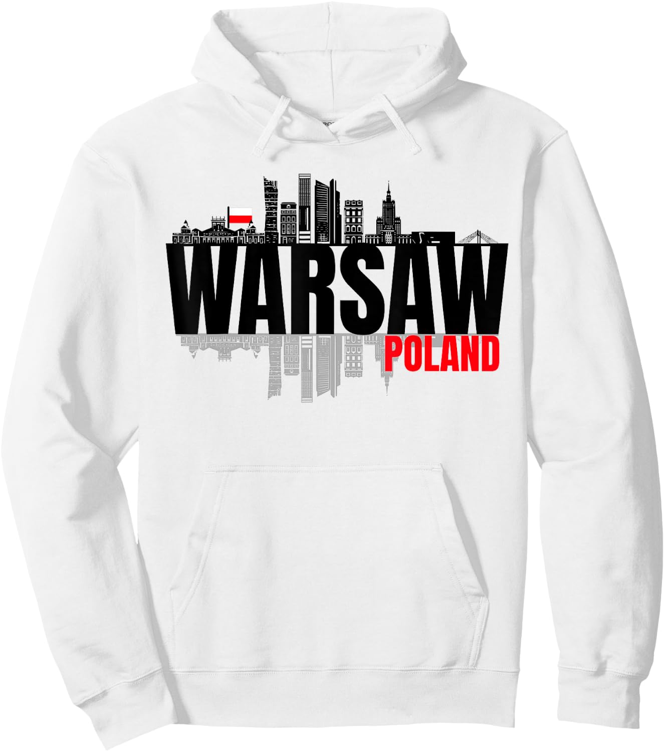 Warsaw Poland Skyline Warszawa Polska Polish Roots Fest GIft Hoodie - Hoodie | White