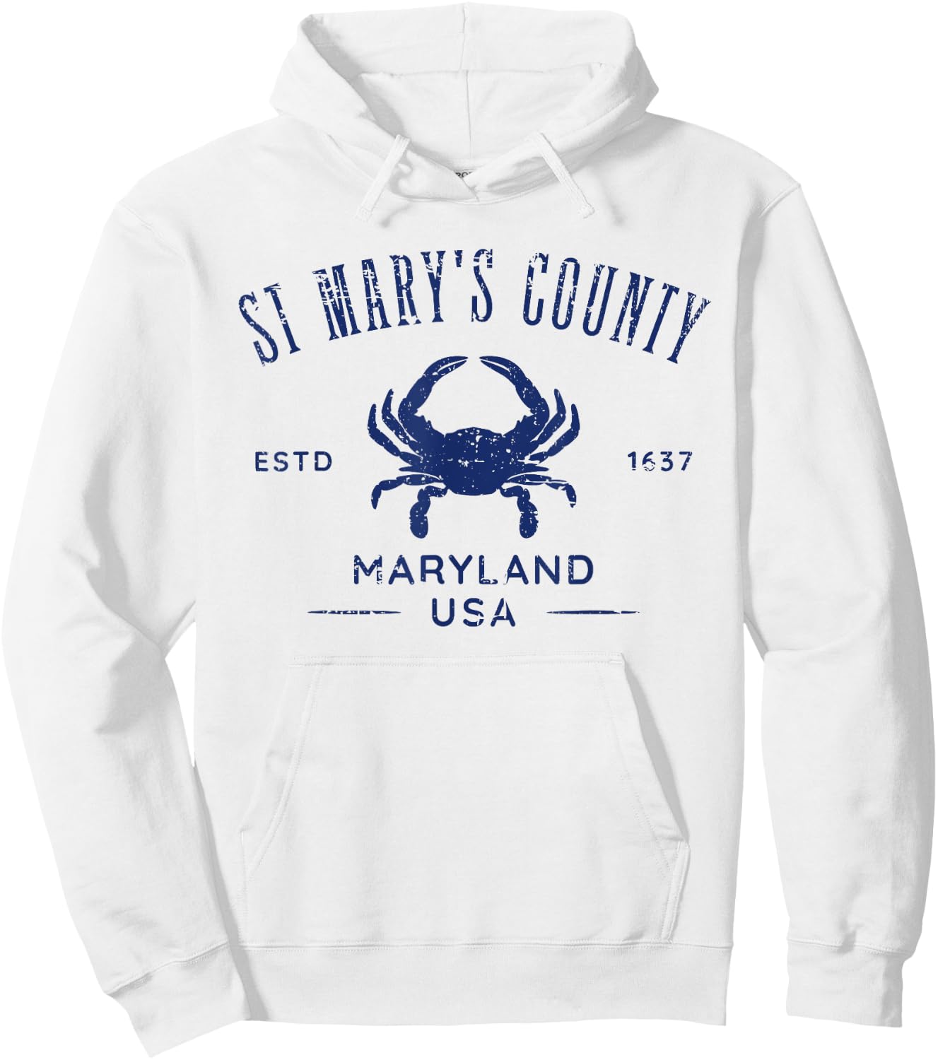 St Mary's County Maryland USA Crab Distressed Design Hoodie - Hoodie | White