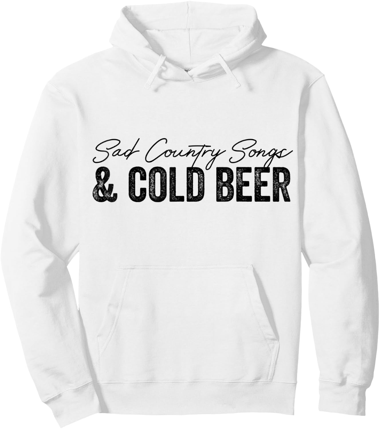 Sad Country Songs and Cold Beer Vintage Funny Music Lovers Hoodie - Hoodie | White