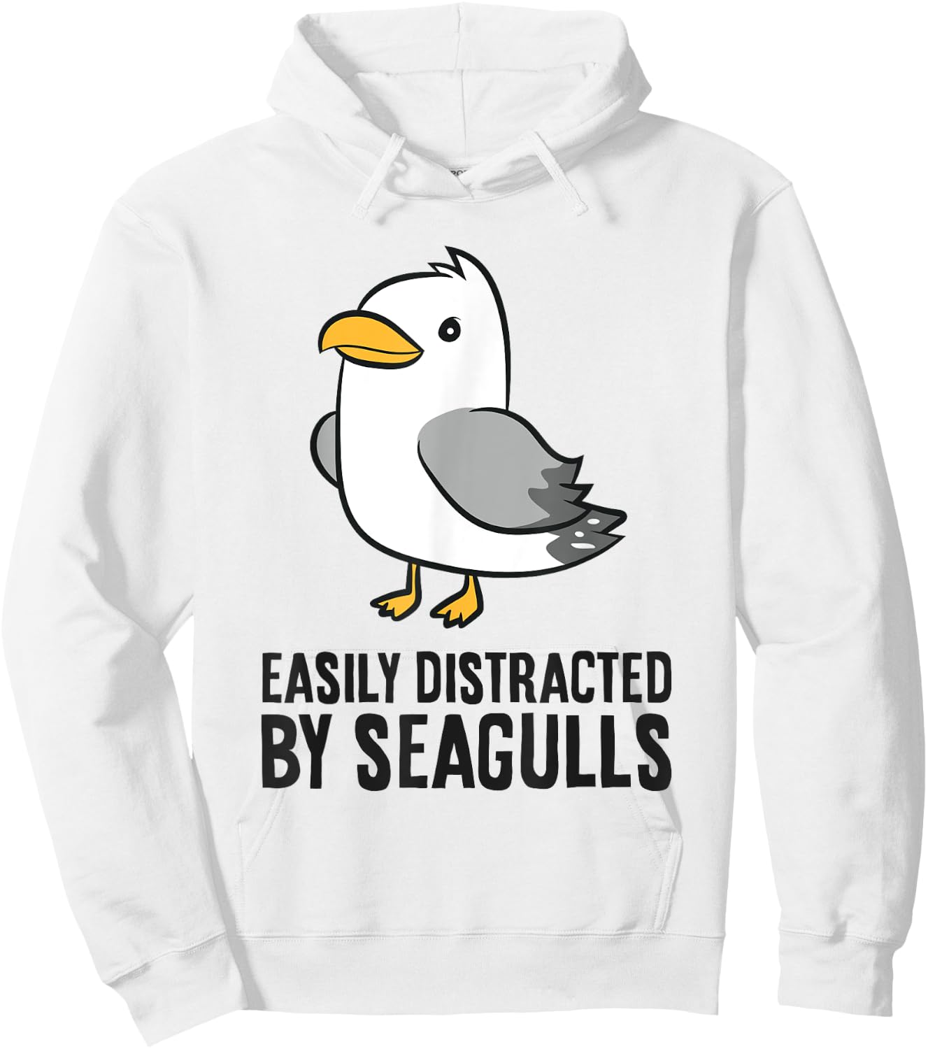 Easily Distracted By Seagulls Funny Seagull Lover Hoodie - Hoodie | White