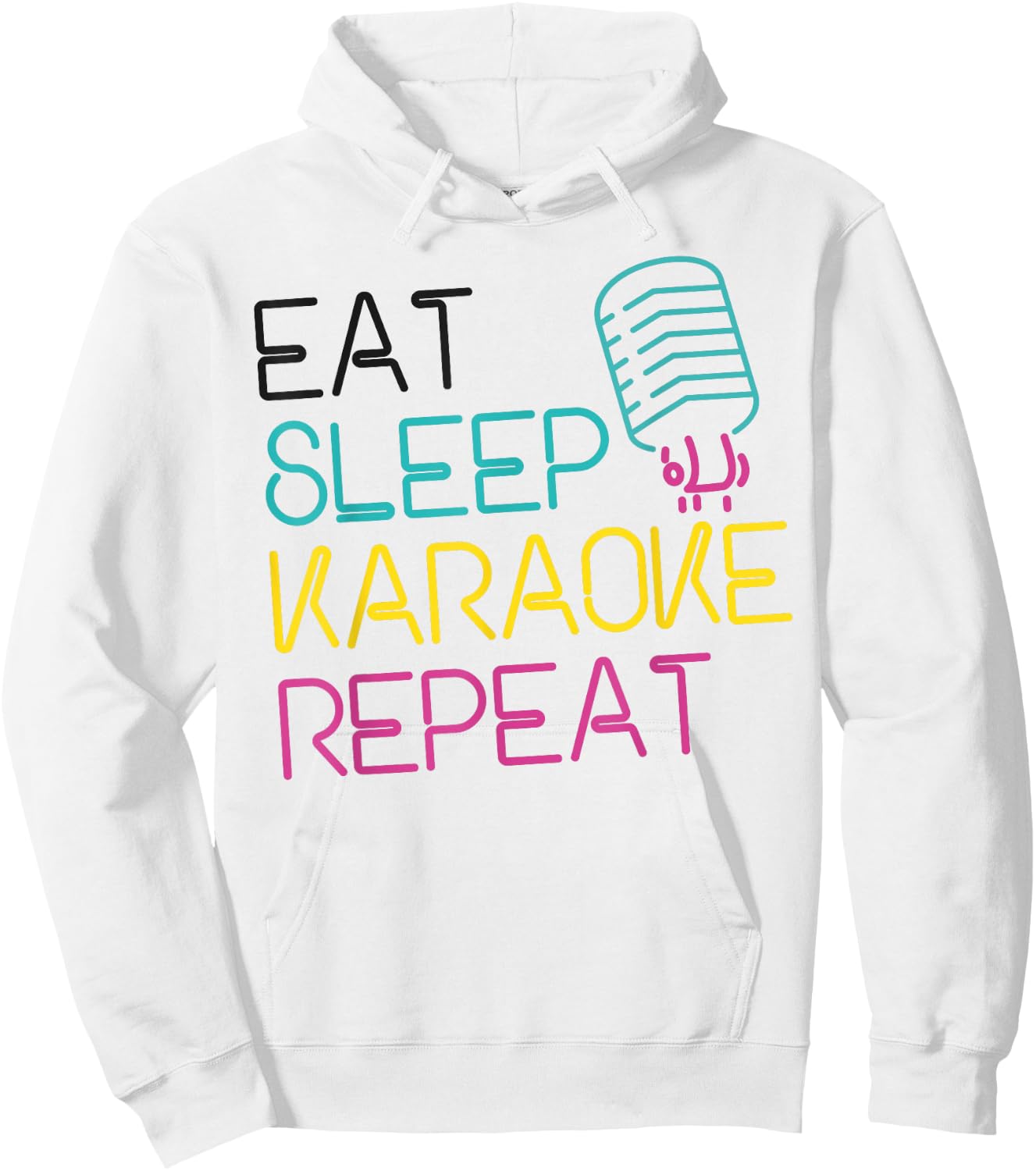 Karaoke Singer 80s Retro Eat Sleep Karaoke Repeat Hoodie - Hoodie | White