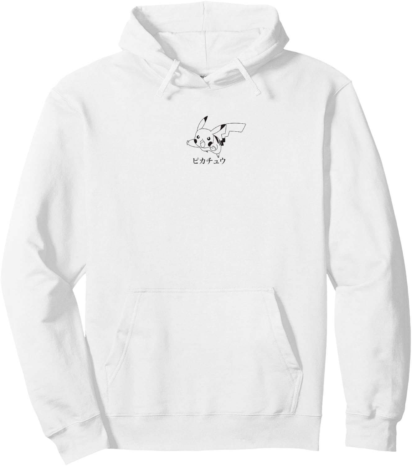 Pokémon Pikachu Black and White Quick Attack Kanji Logo Hoodie - Hoodie | White