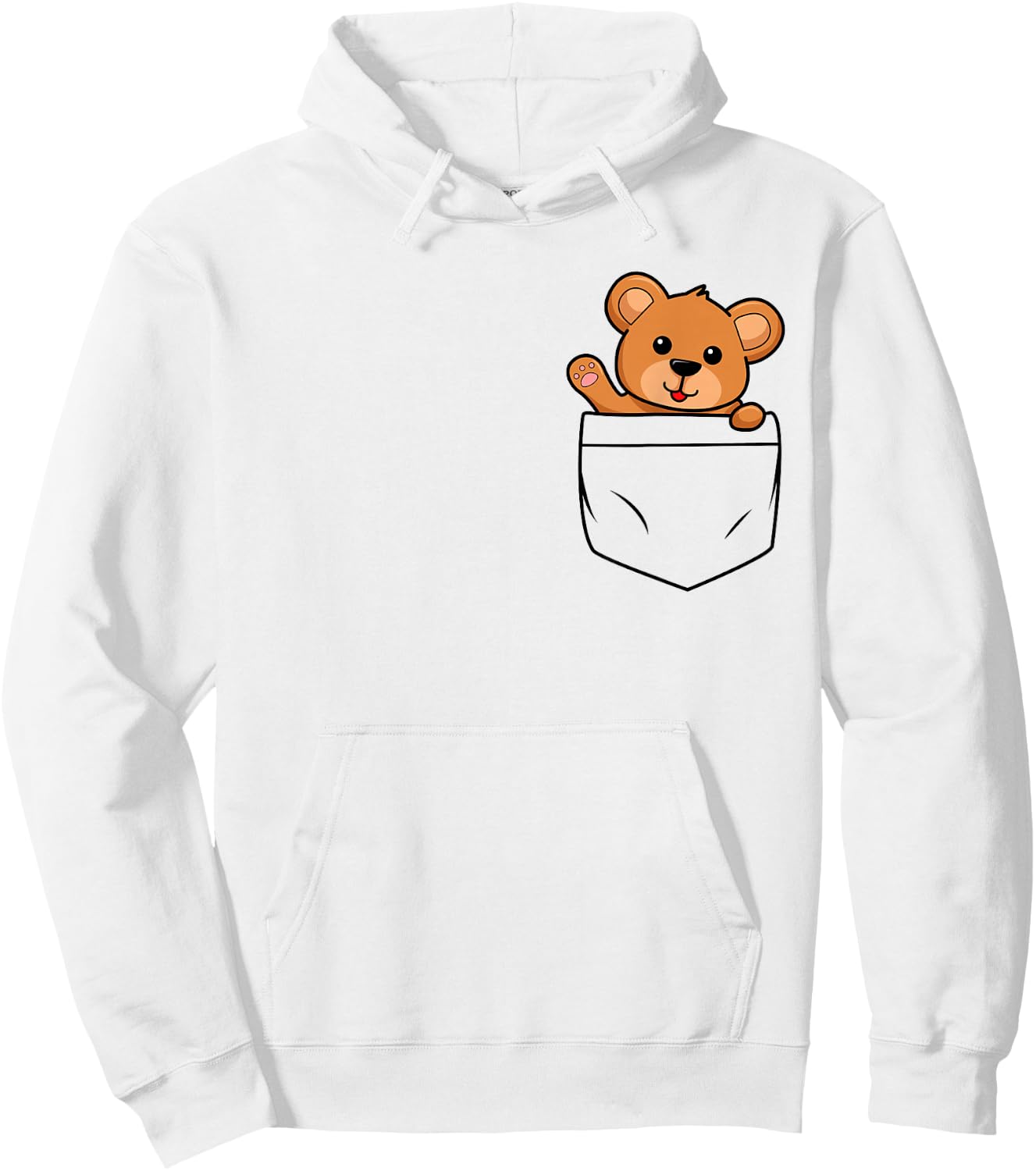 Teddy Bear in Breast Pocket Funny Cute Bears Men Women Kids Hoodie - Hoodie | White