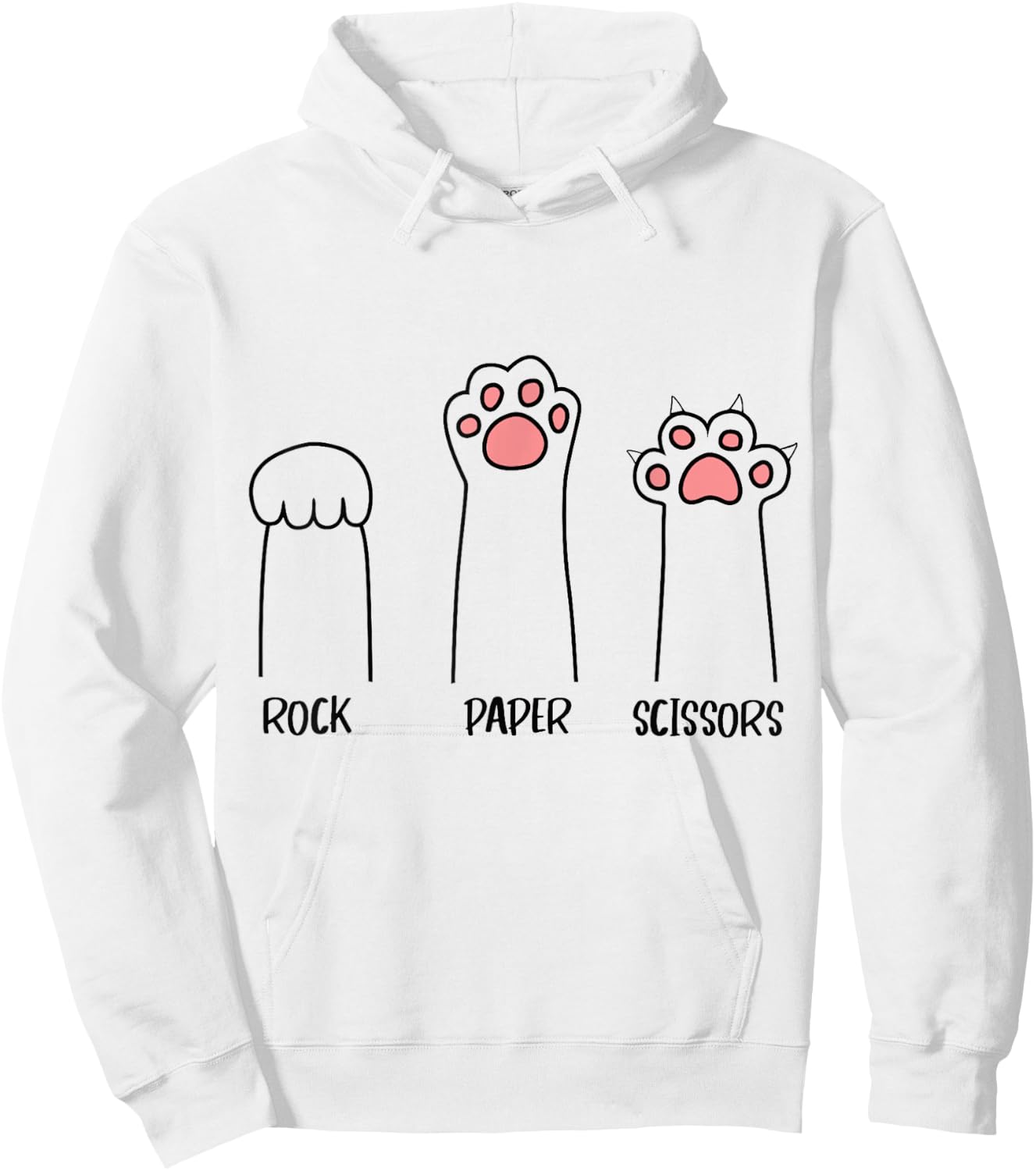 Rock Paper Scissors Hand Game Cute Paw Funny Cat Women Kids Hoodie - Hoodie | White