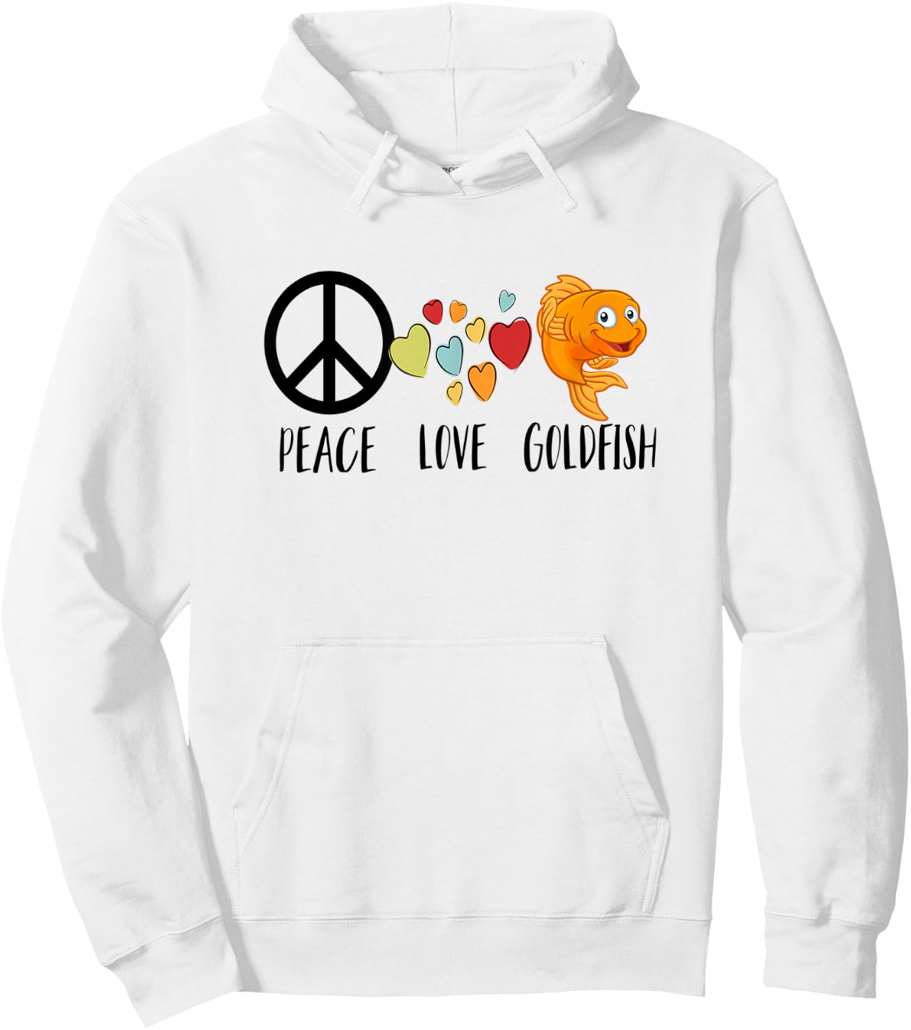 Funny Goldfish Shirt for Kids Moms Peace Love Goldfish Gifts Hoodie - Hoodie | White