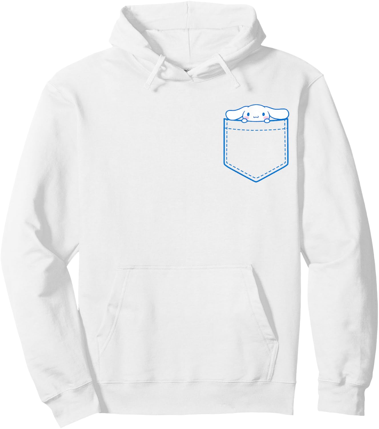 SANRIO Cinnamoroll Chest Pocket - -Adults and Kids - White - Short Sleeve - Classic Fit - Cotton, Polyester - Machine Wash - Small Hoodie - Hoodie | White
