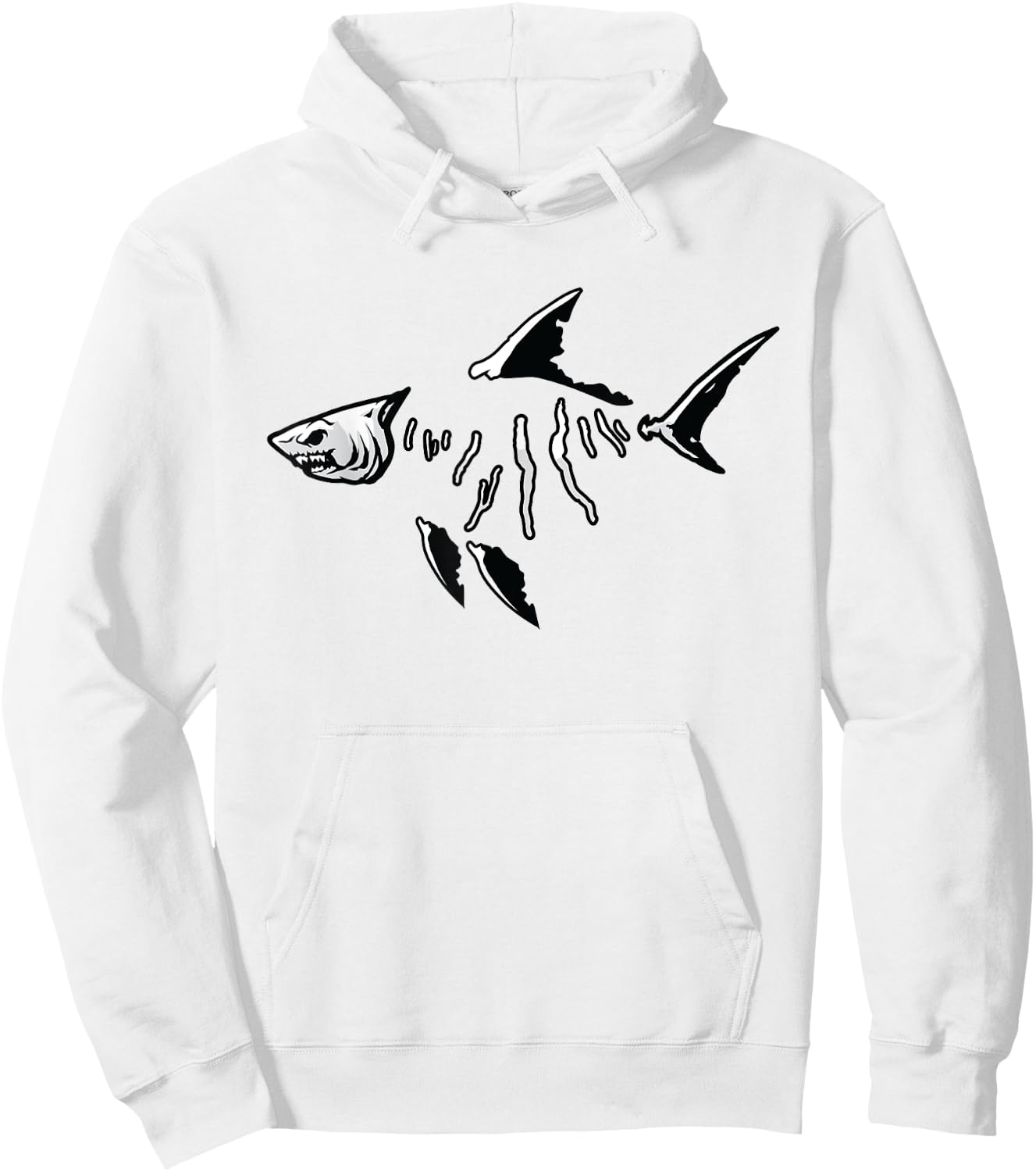 Finger Lake Fish and Shark Bones Hoodie - Hoodie | White
