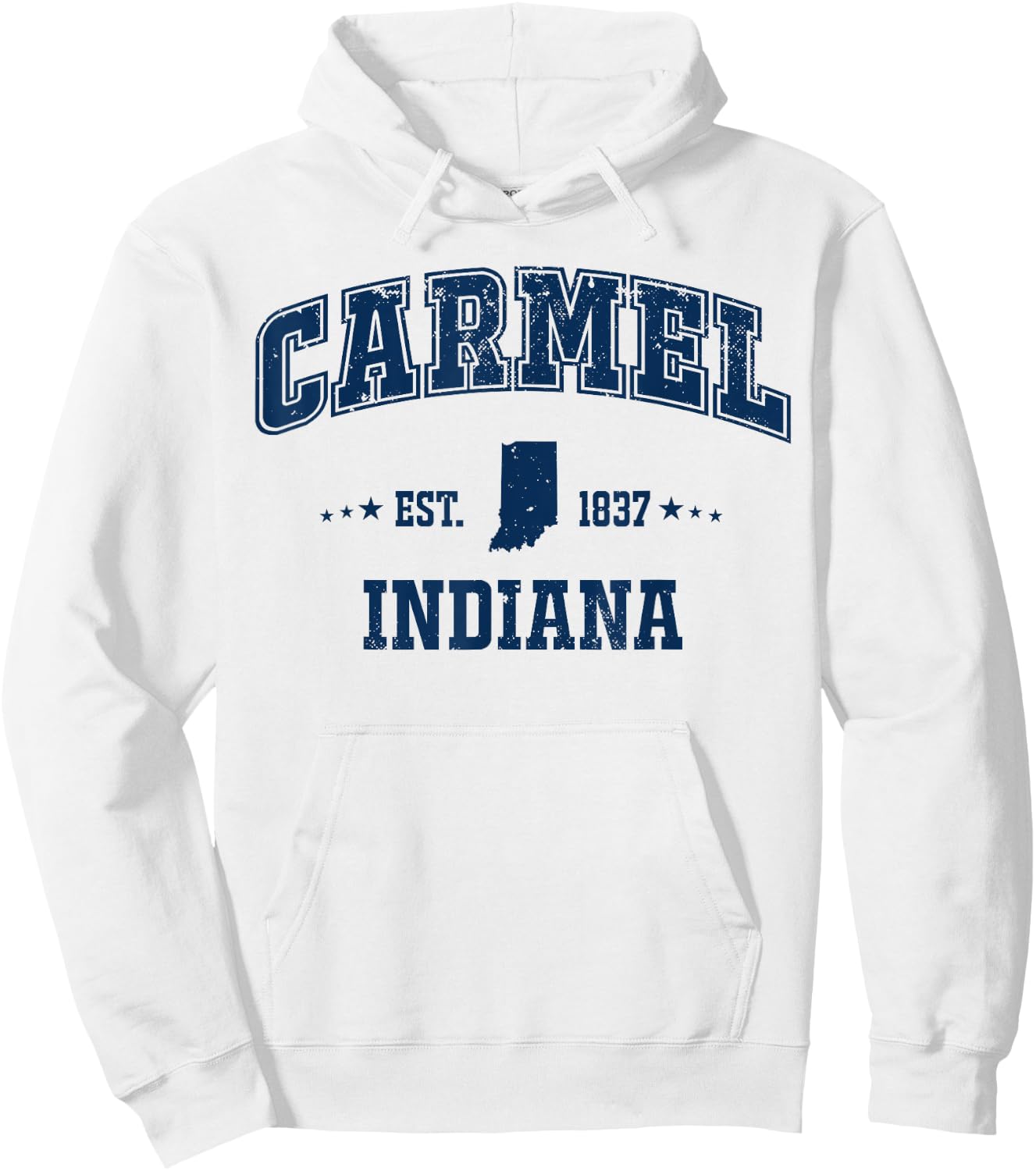 Carmel Indiana IN Navy Vintage Sports Athletic Hoodie - Hoodie | White