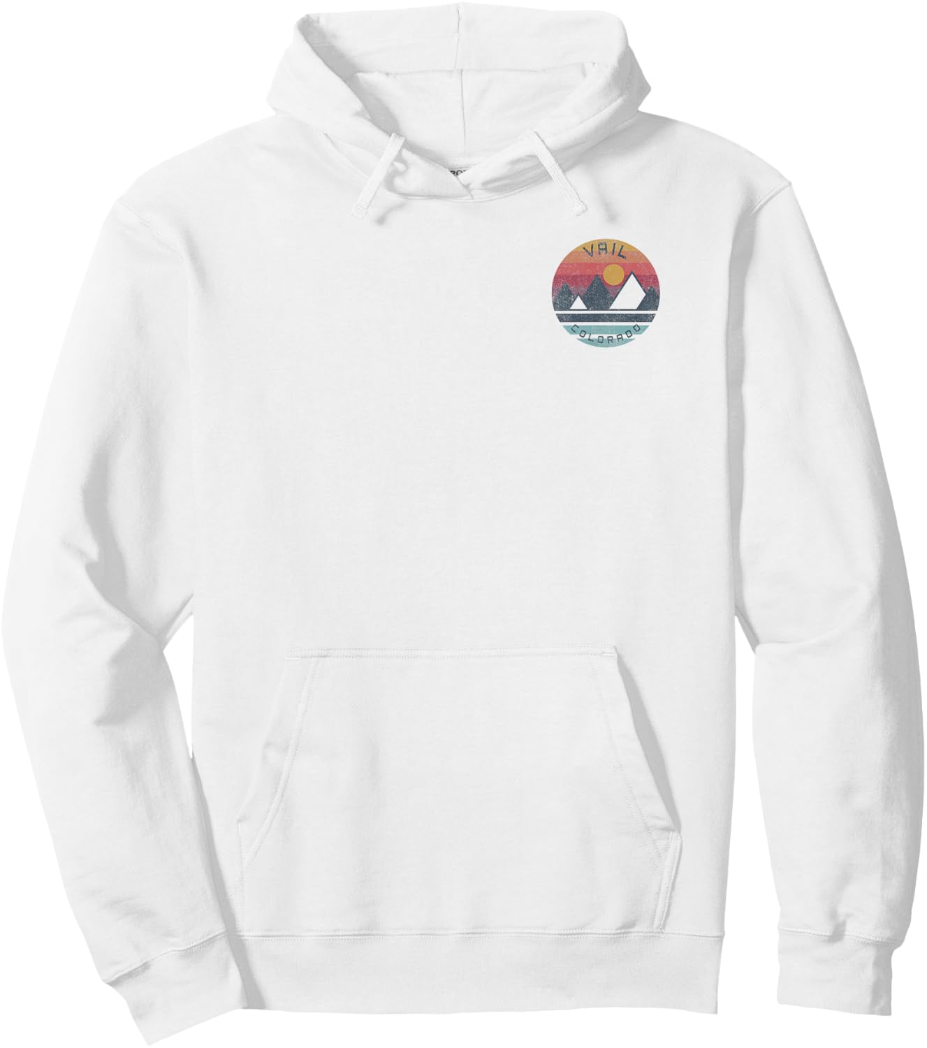 Vail, Colorado Mountain Graphic Hoodie - Hoodie | White