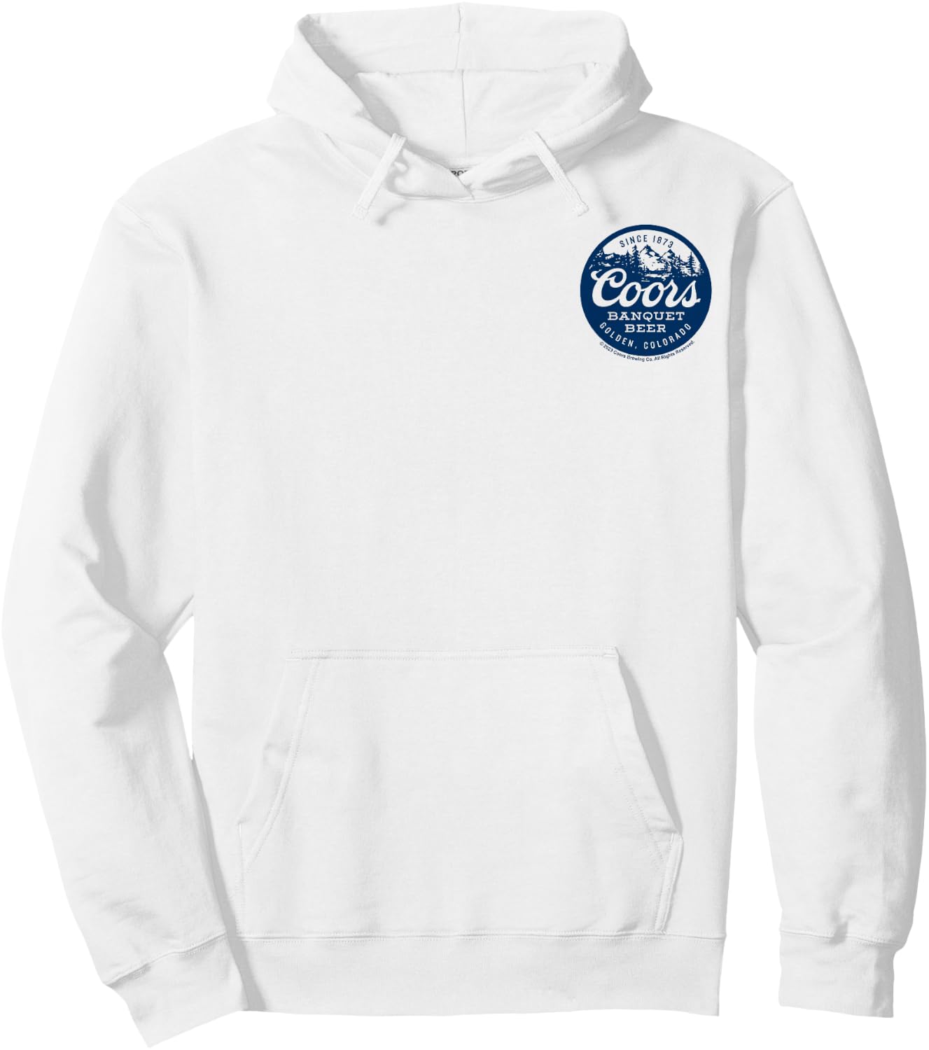 Coors Brewing Company Coors Banquet Beer Small Pocket Logo Hoodie - Hoodie | White