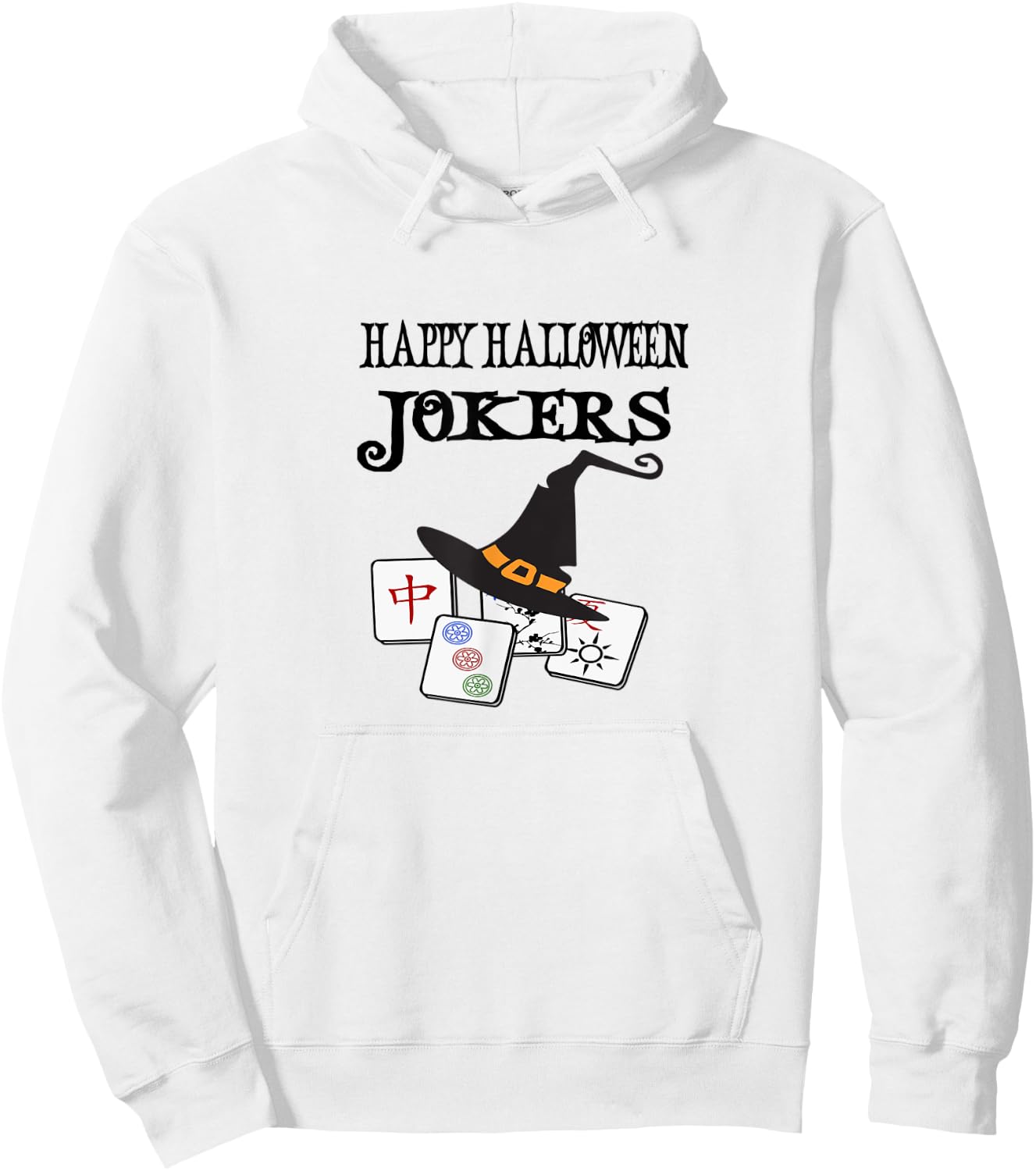 Funny Mahjong Happy Halloween Jokers Tile Game Hoodie - Hoodie | White