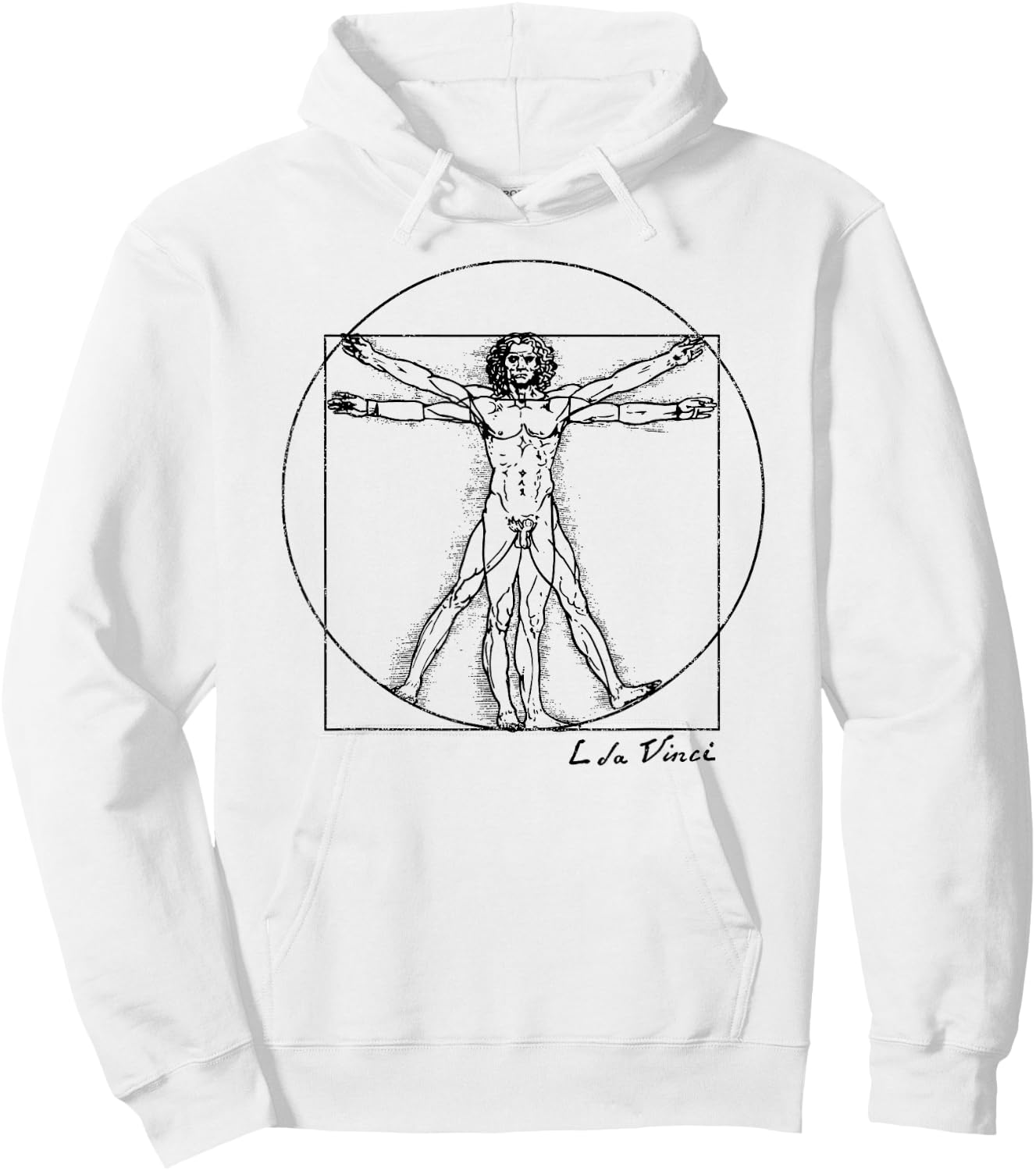 Vintage Vitruvian Man Leonardo da Vinci Souvenir Hoodie - Hoodie | White