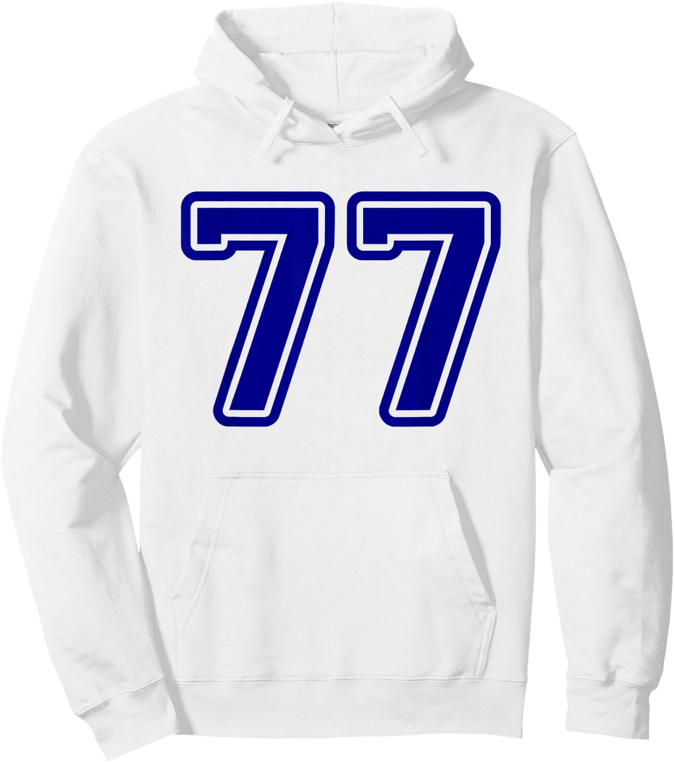 Number #77 Blue Sports Team Varsity Number 77 Hoodie - Hoodie | White