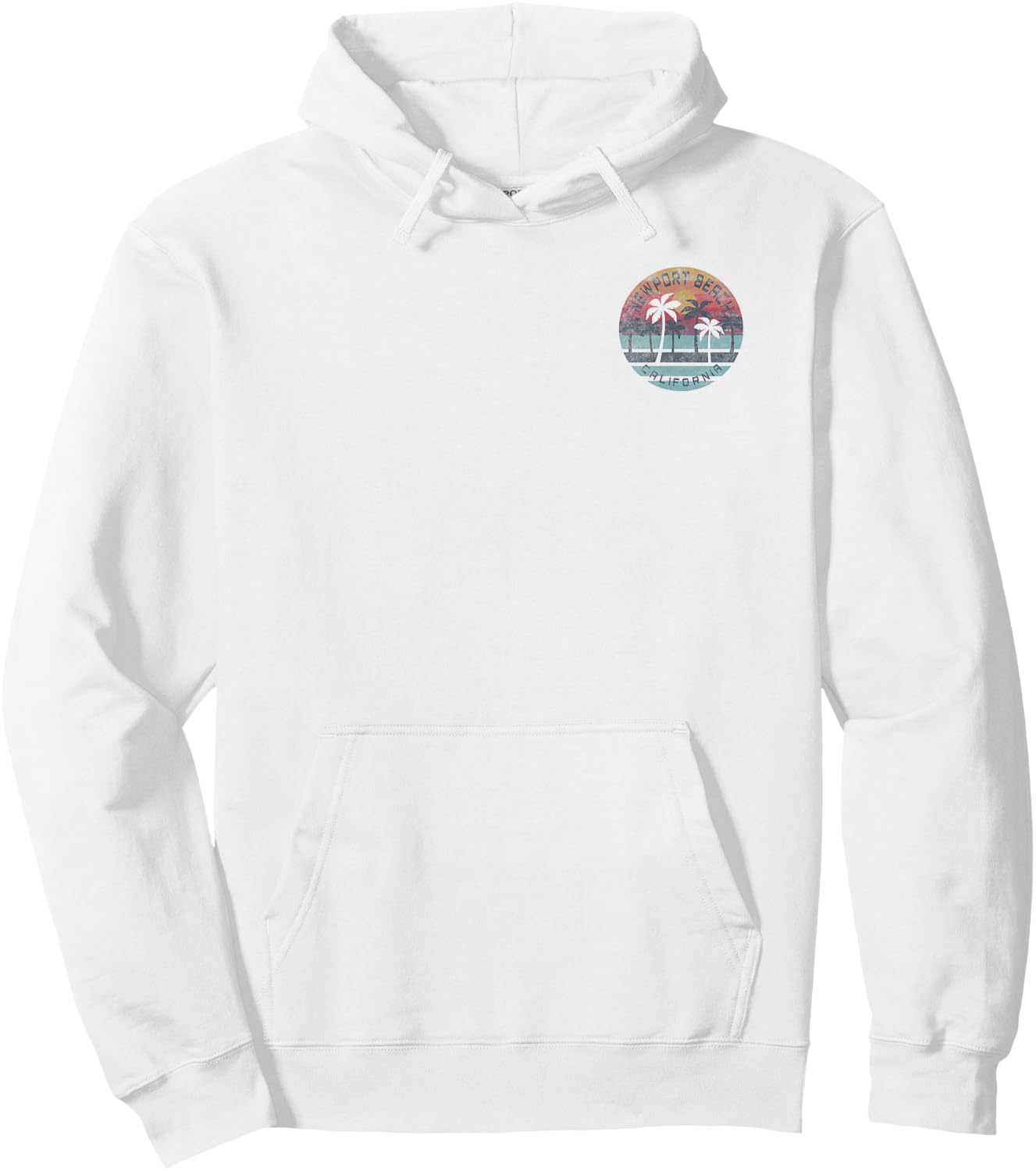 Newport Beach, California Palm Tree Graphic Hoodie - Hoodie | White