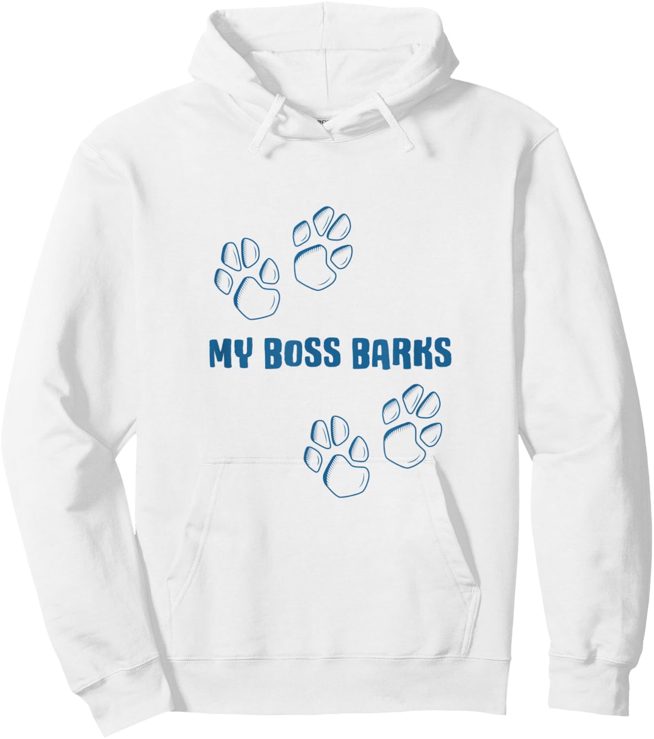 MY BOSS BARKS - Funny Dog Lover Men Women Hoodie - Hoodie | White