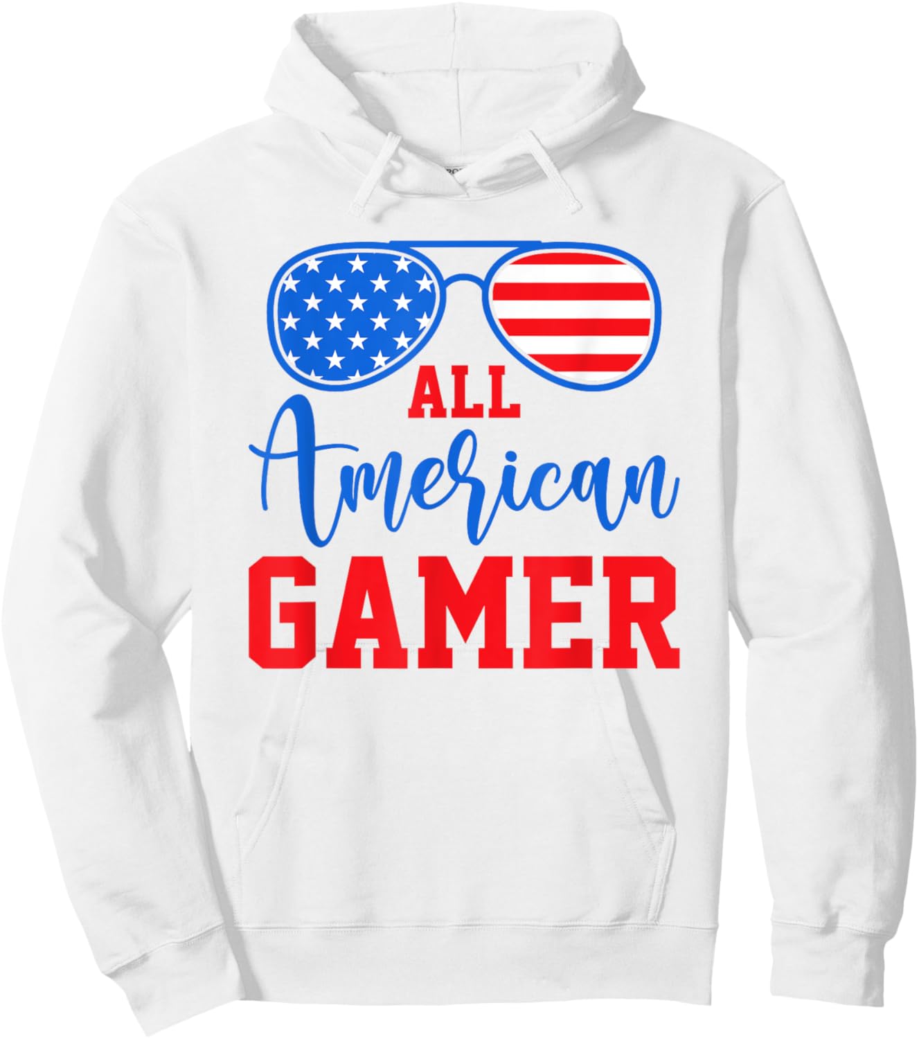 All American Gamer Patriot Men Boys Kids Teen Youth Hoodie - Hoodie | White