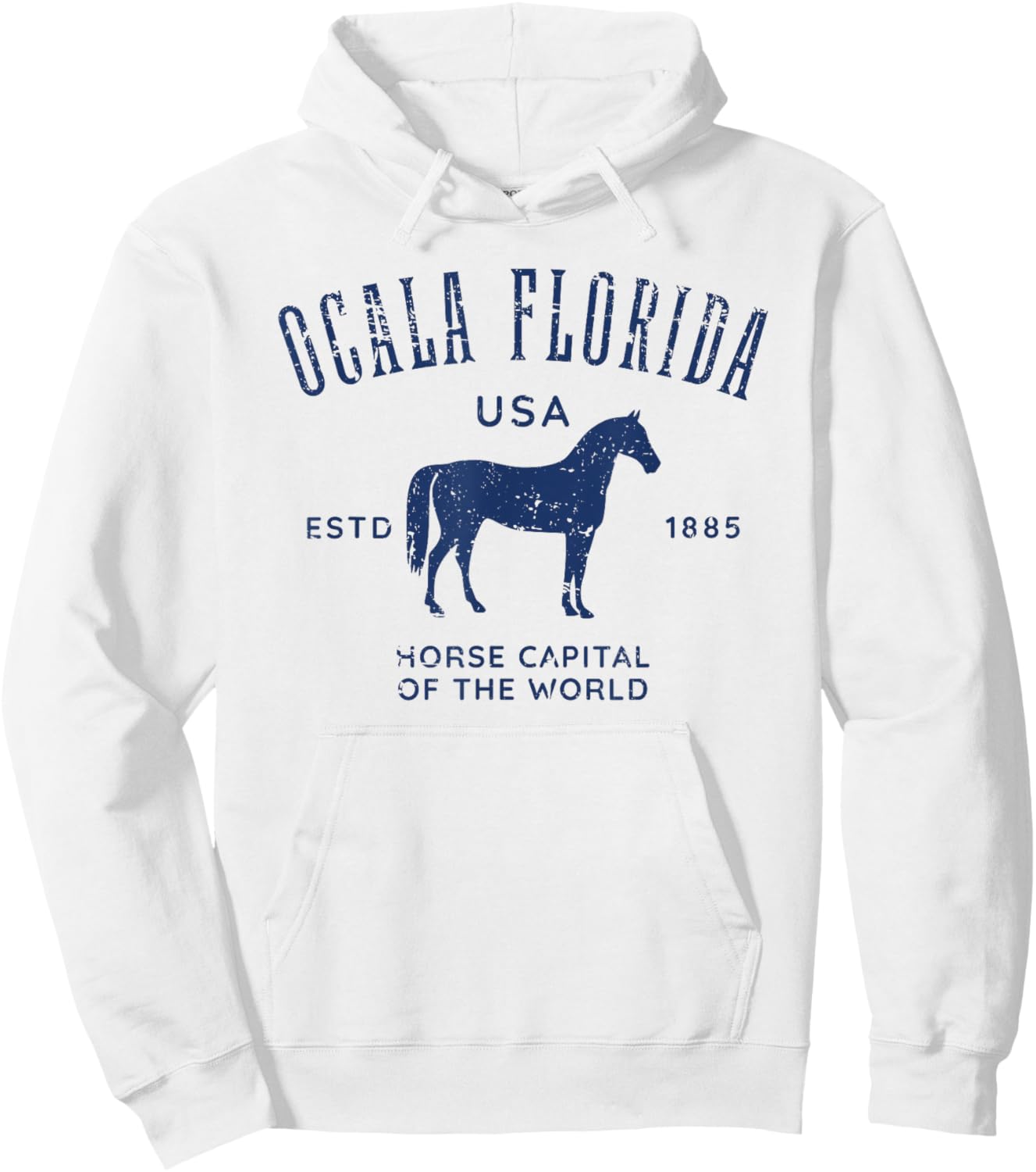 Ocala Florida USA Horse Capital Distressed Equestrian Design Hoodie - Hoodie | White