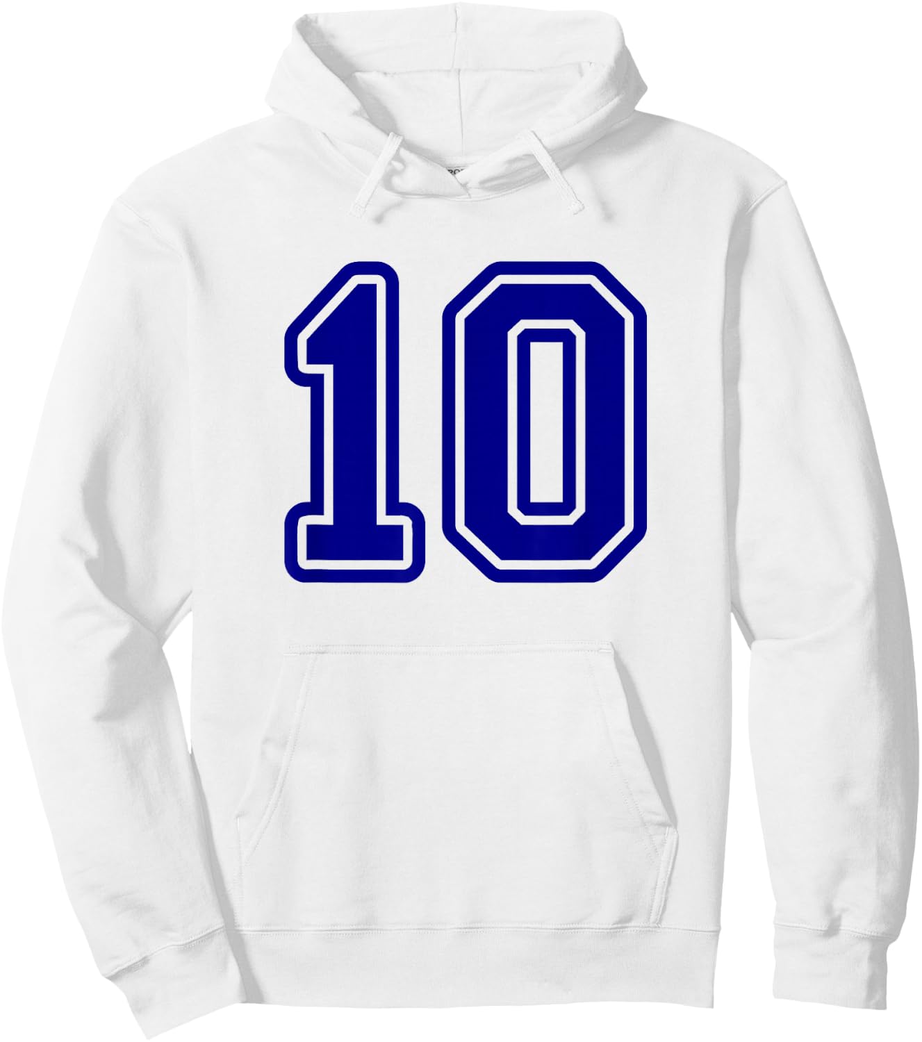 Blue Sports Team Number 10 Hoodie - Hoodie | White