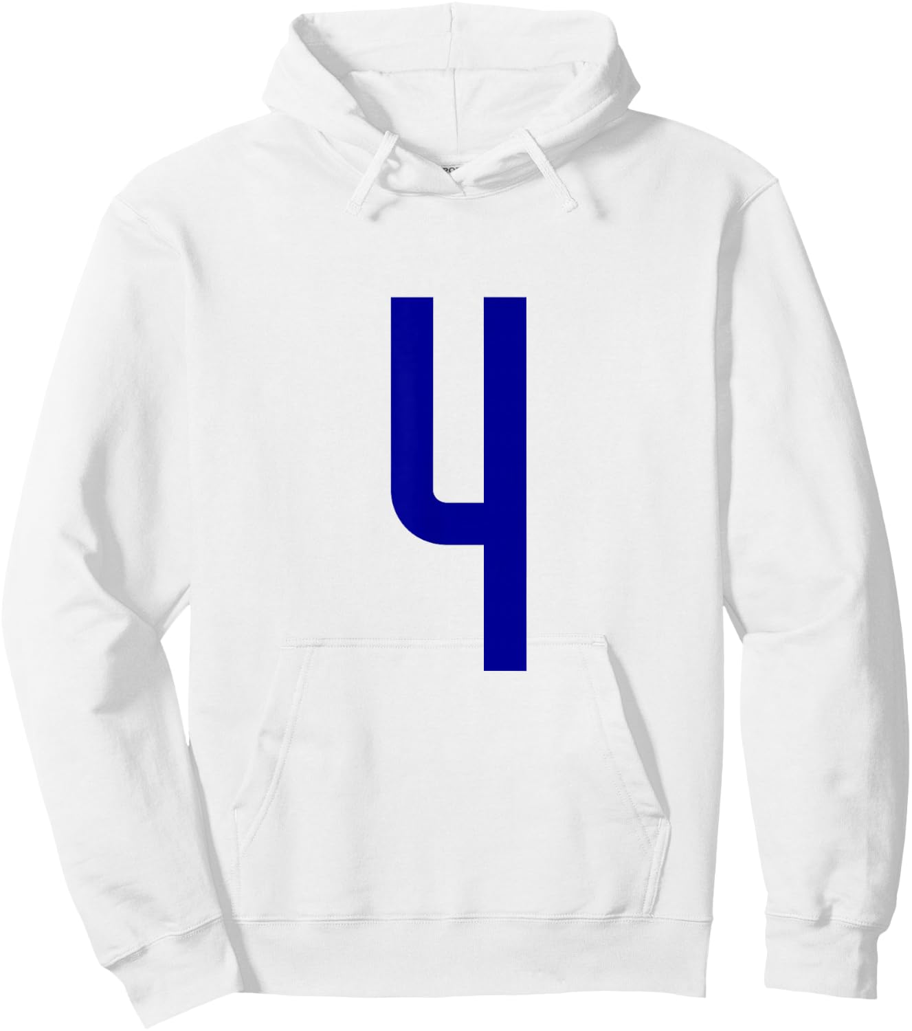 Blue Sports Team Number 4 Hoodie - Hoodie | White