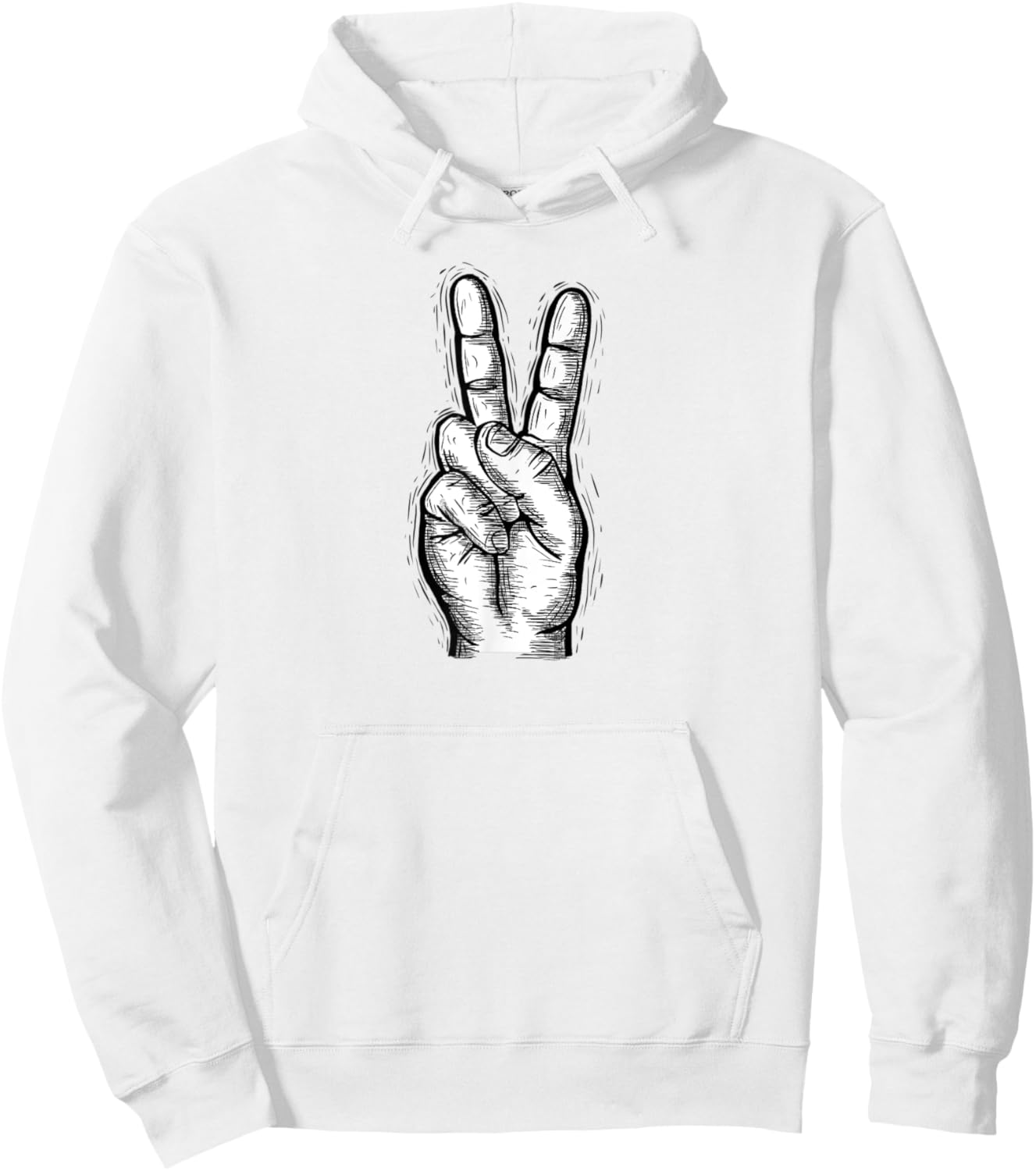 Peace Sign Hand Signal Hand Illustration Vintage Hoodie - Hoodie | White