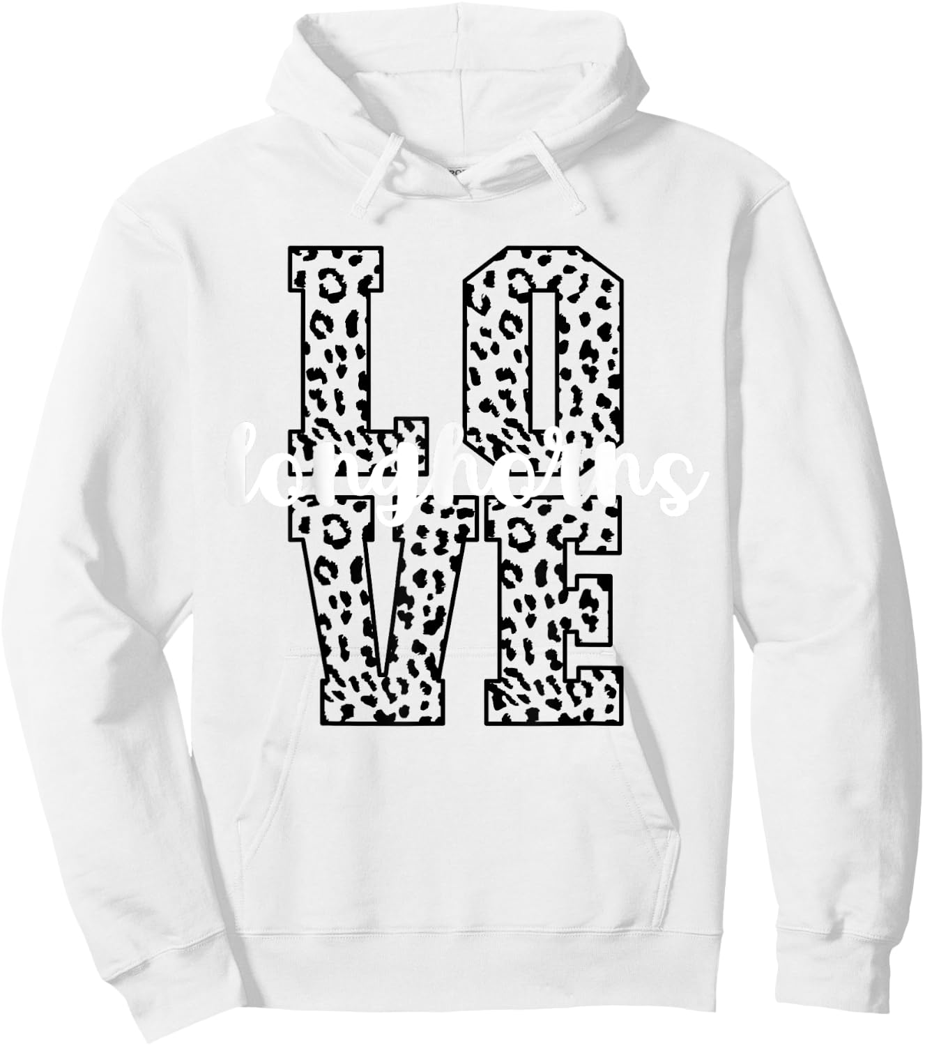Longhorns Love Team Mascot School Spirit Game Night Leopard Hoodie - Hoodie | White