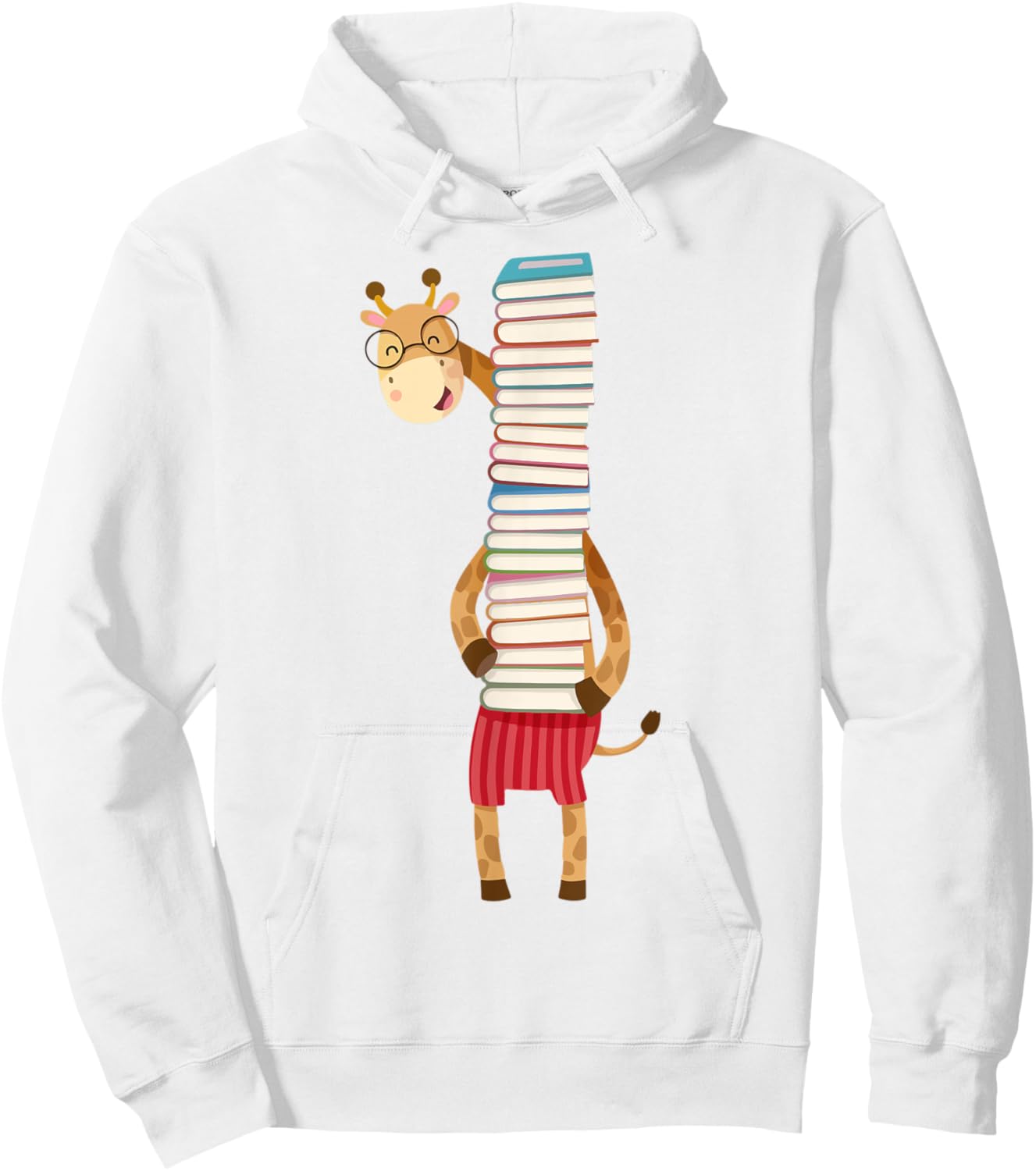 Bookworm Giraffe Holding Book Kids Boy Women Teacher Reading Hoodie - Hoodie | White