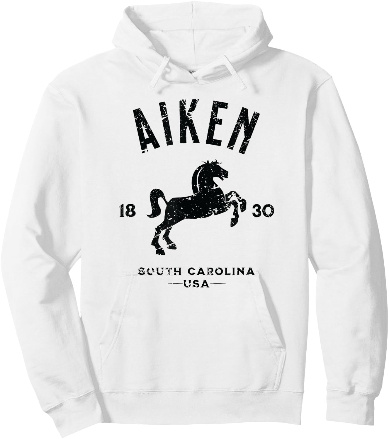 Aiken South Carolina USA Equestrian Horse Distressed Design Hoodie - Hoodie | White