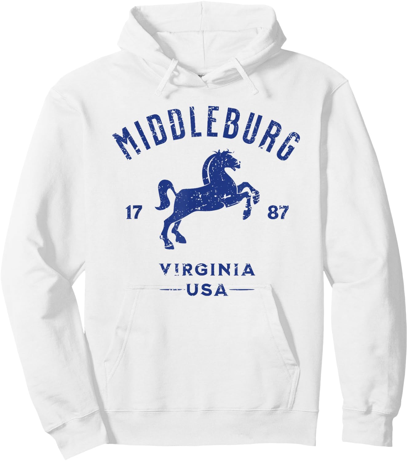 Middleburg Virginia USA Equestrian Horse Distressed Design Hoodie - Hoodie | White
