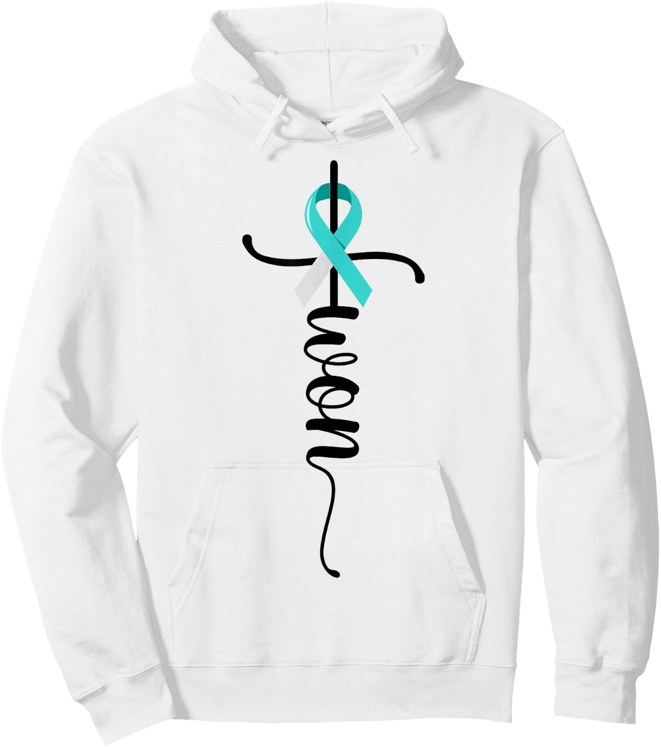 I Won Christian Cross Survivor Teal Ribbon Cervical Cancer Hoodie - Hoodie | White